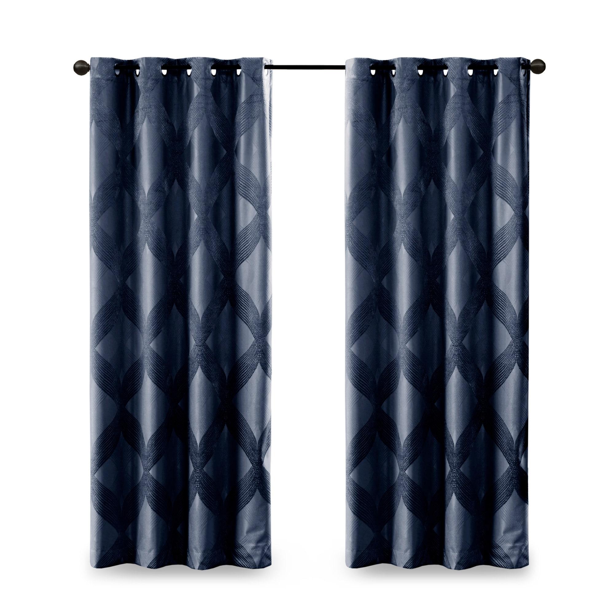 Madison Park Bentley Ogee Knitted Jacquard Geometric Total Blackout Single Curtain Panel