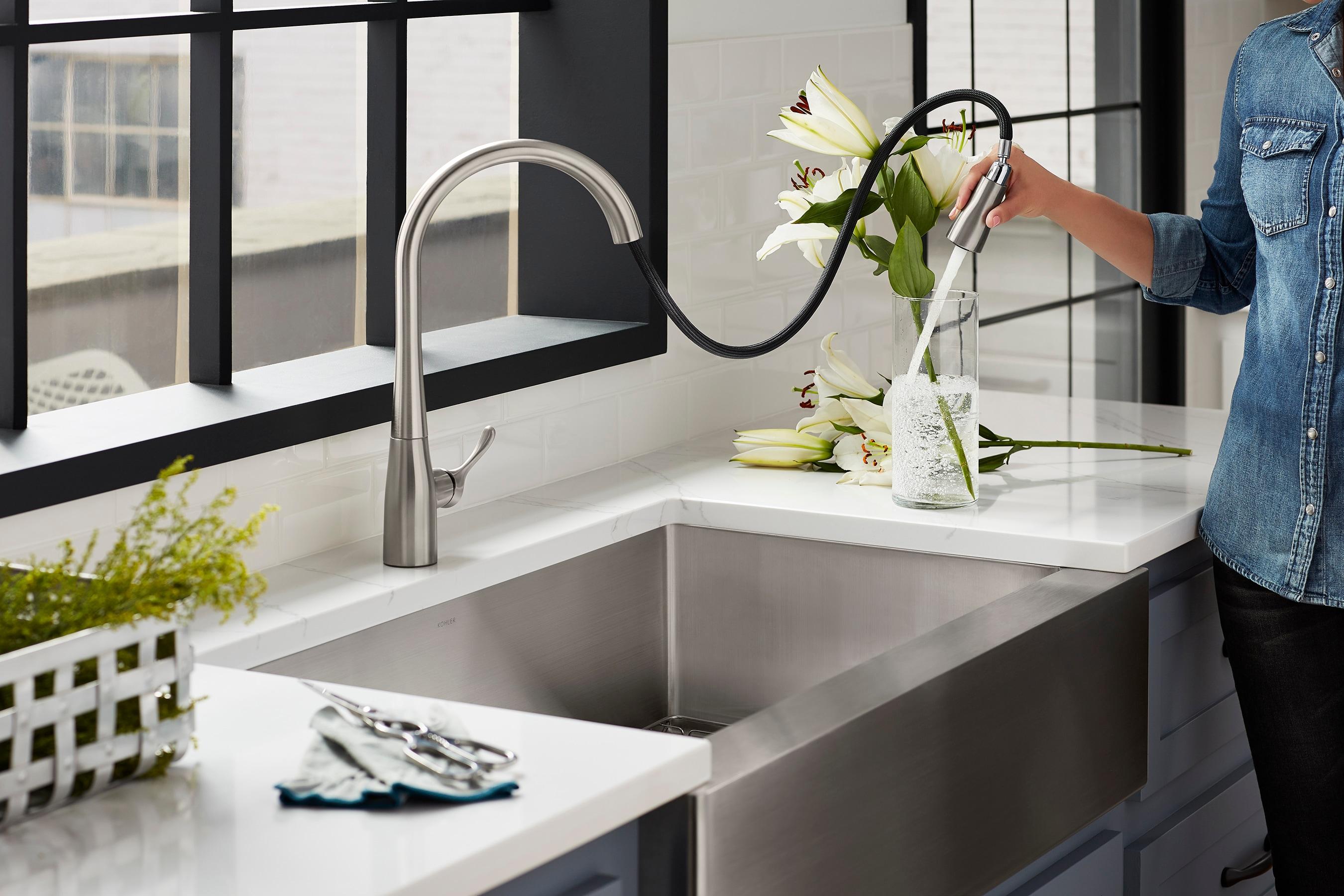 Kohler Simplice Single Handle Pull Down Kitchen Sink Faucet with Three-Function Pull Down Sprayer