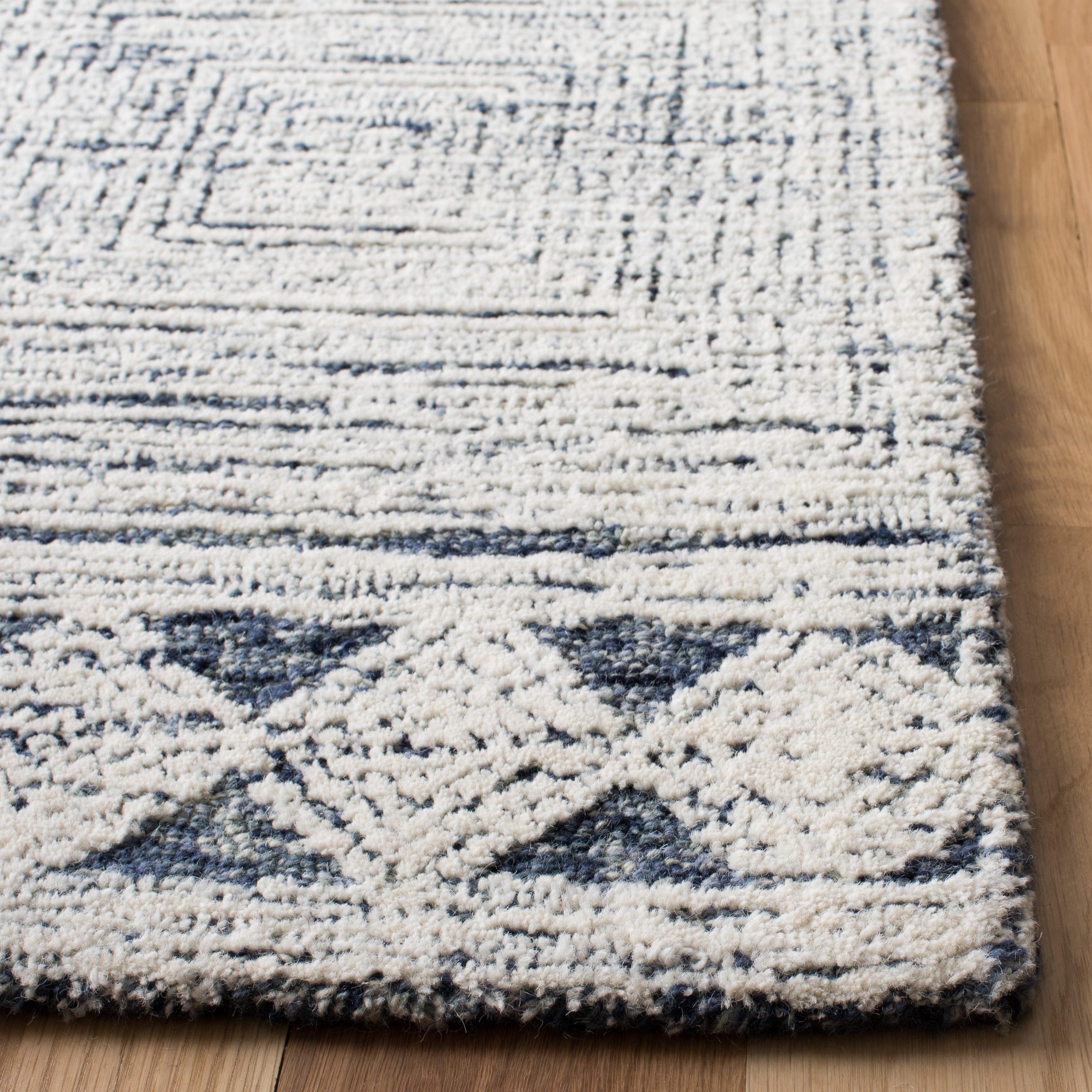 Abstract ABT349 Hand Tufted Runner Rug - Ivory/Navy - 2'3"x12' - Safavieh .