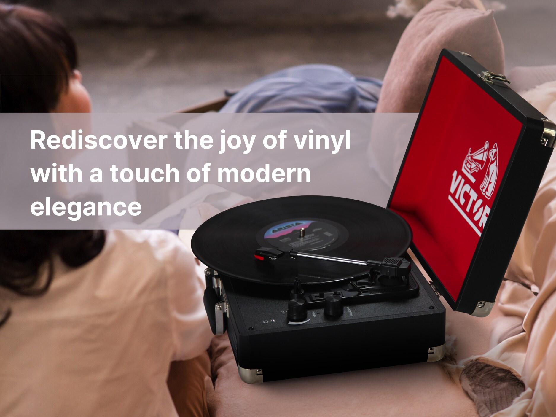 Victor Portable Suitcase Turntable - Record Player with Bluetooth & Built-in Speakers