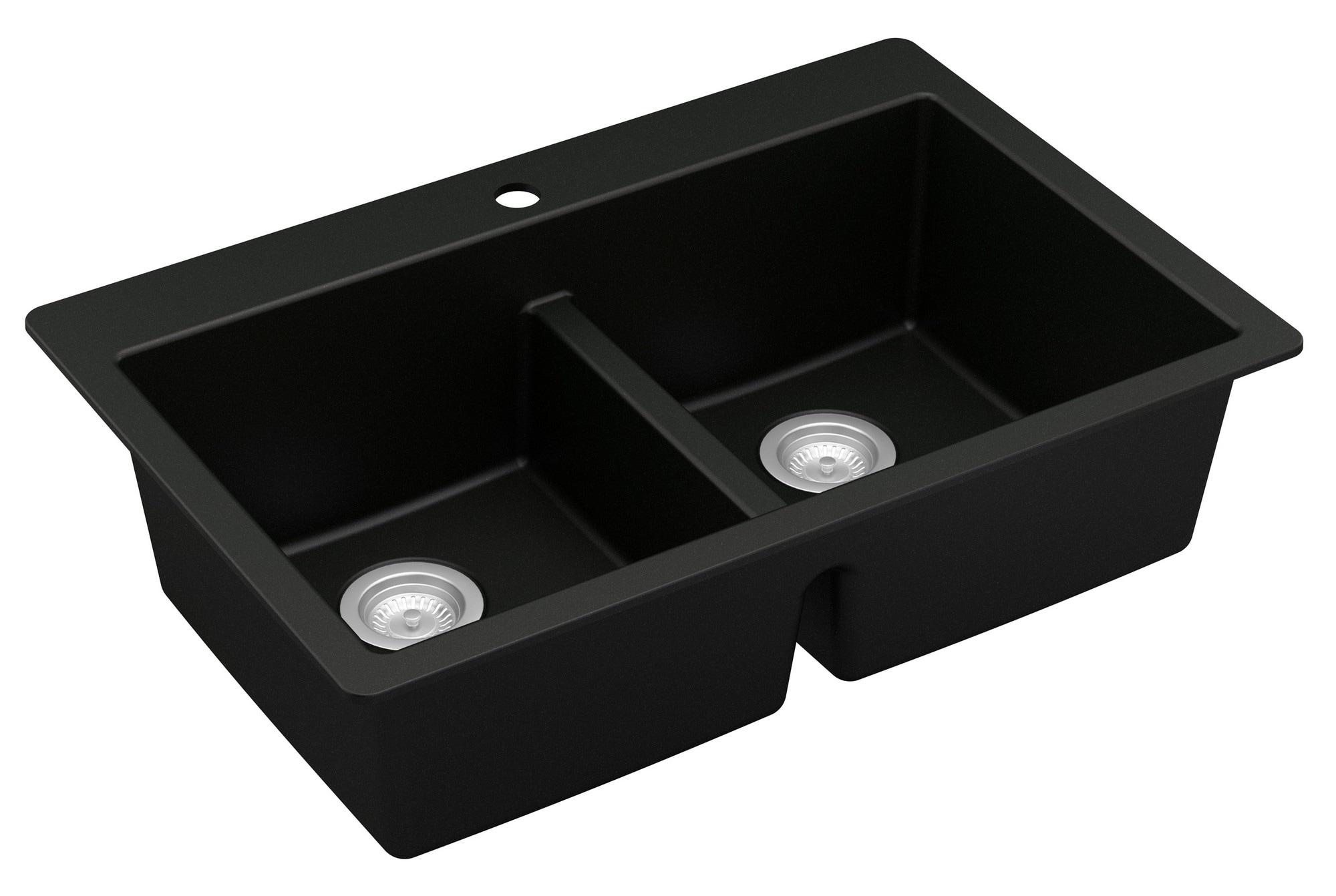 Karran Quartz 33'' X 22'' 50/50 Double Bowl Composite Drop-in Kitchen Sink