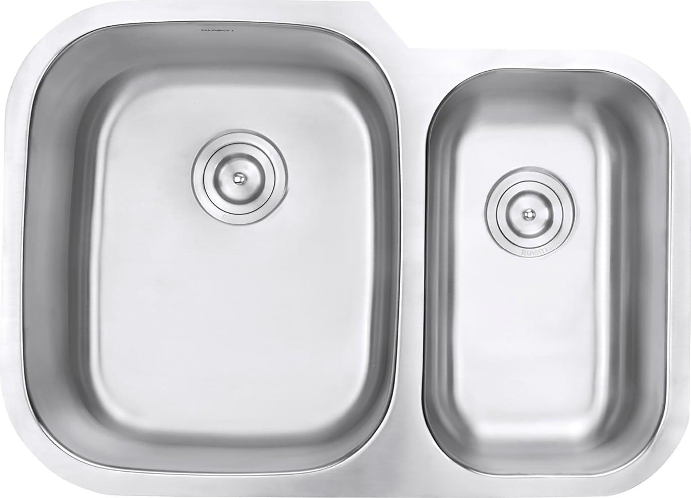 Ruvati 29-inch Undermount 60/40 Double Bowl 16 Gauge Stainless Steel Kitchen Sink