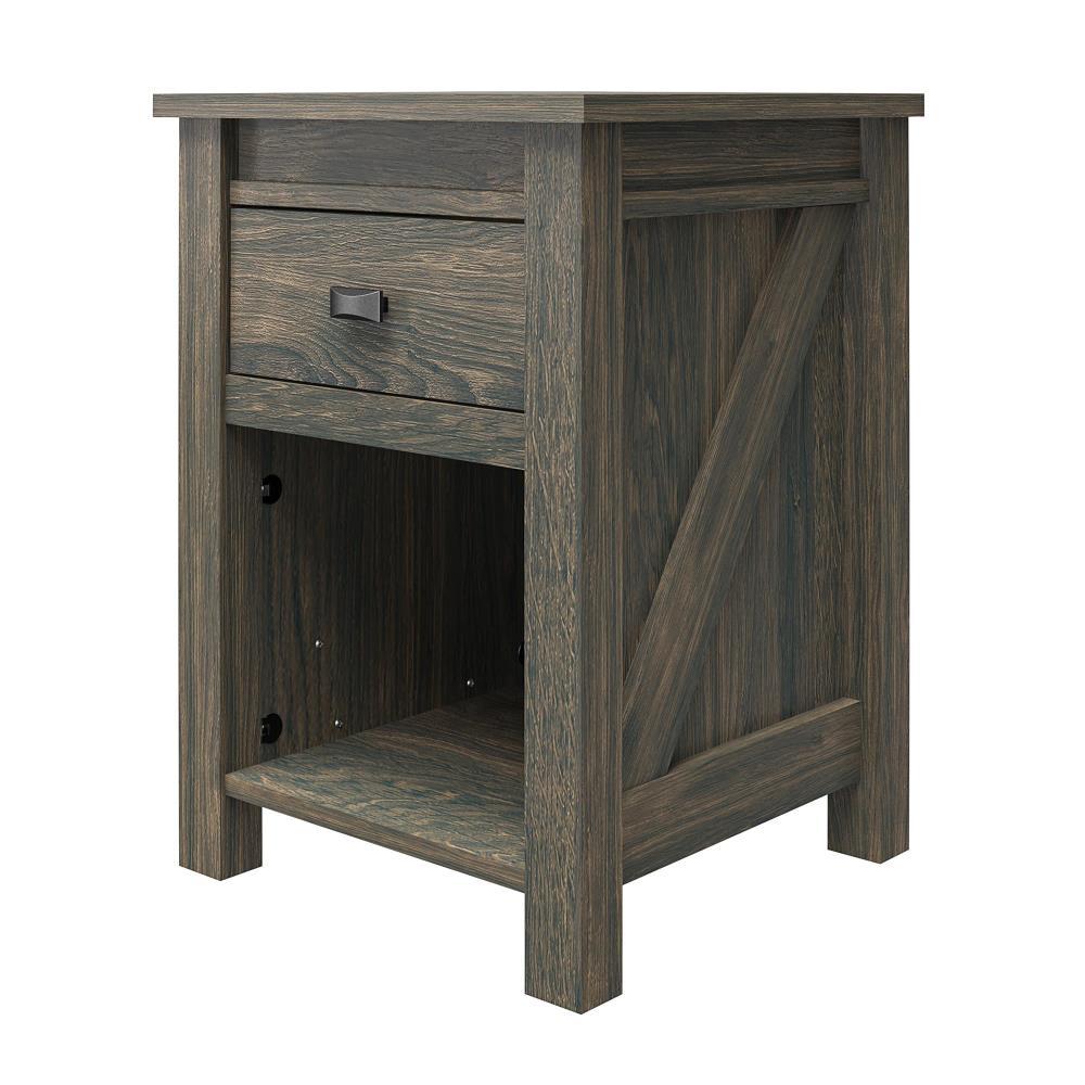 Woven Paths Scandi Farmhouse Nightstand, Weathered Oak