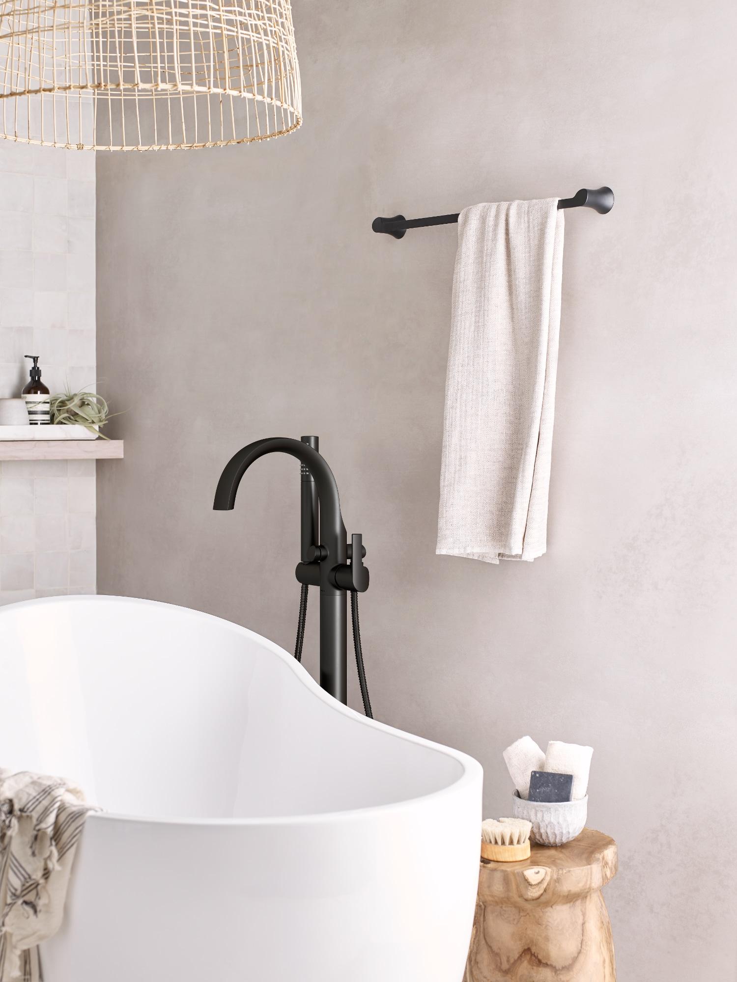 Moen Doux Single Handle Floor Mounted Freestanding Tub Filler with Handshower