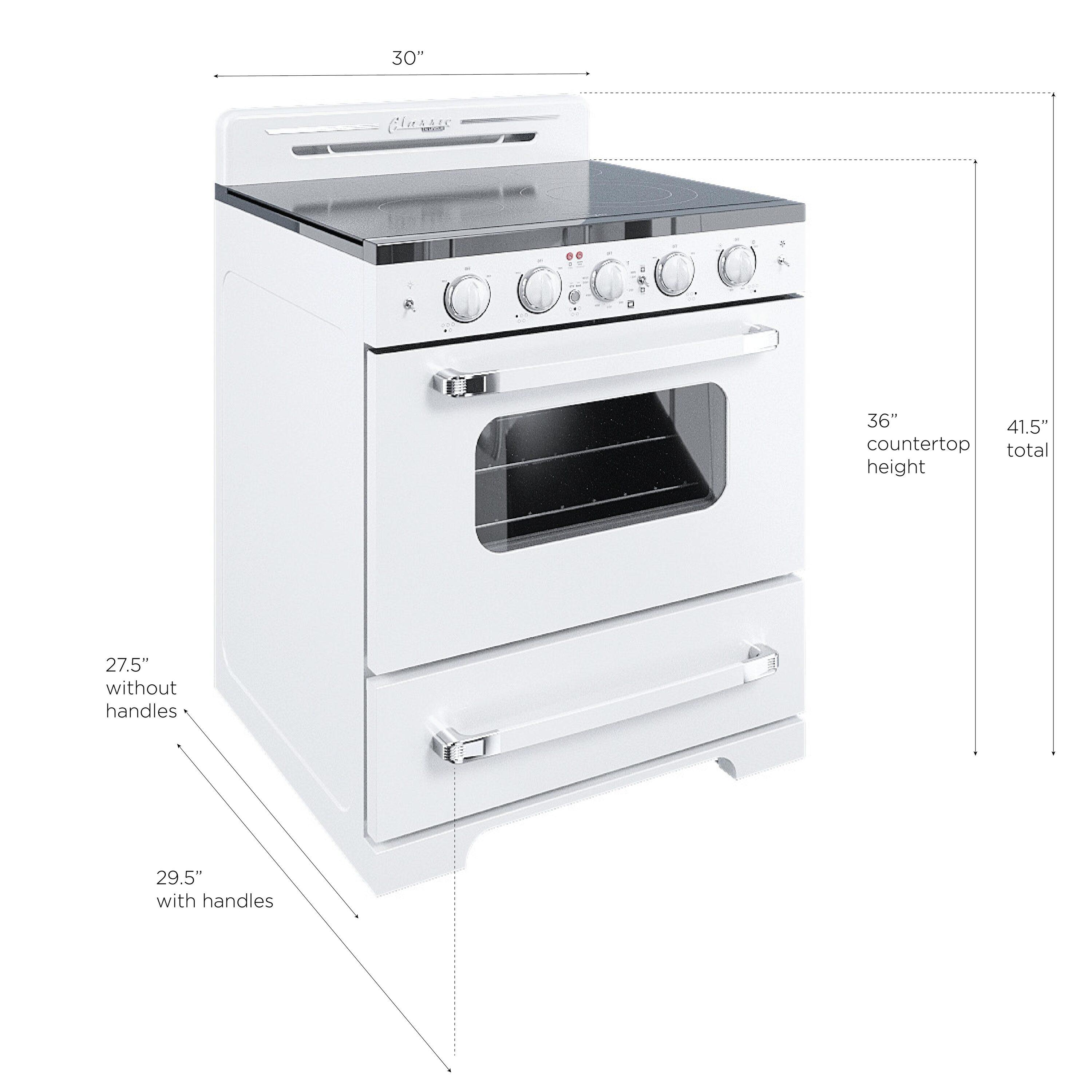 Unique Appliances Classic Retro 30" 5 Element 3.9 cu. ft. Freestanding Electric Glass Top Range with Convection Oven UGP-30CR EC W