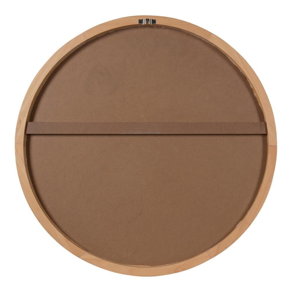 28" x 28" Norlund Framed Round Decorative Wall Mirror Natural - Kate & Laurel All Things Decor: Beechwood, No Assembly
