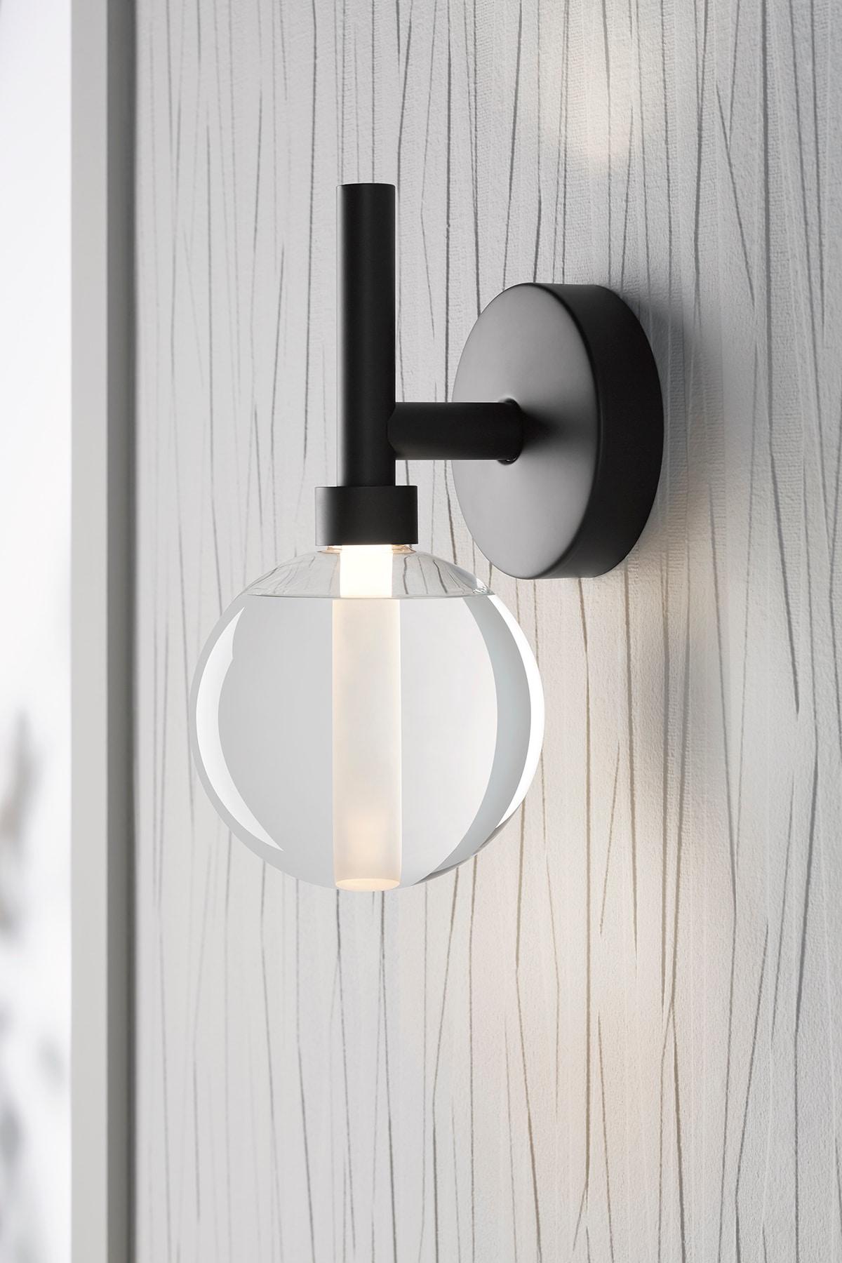 Matte Black Glass Shade Dimmable LED Sconce