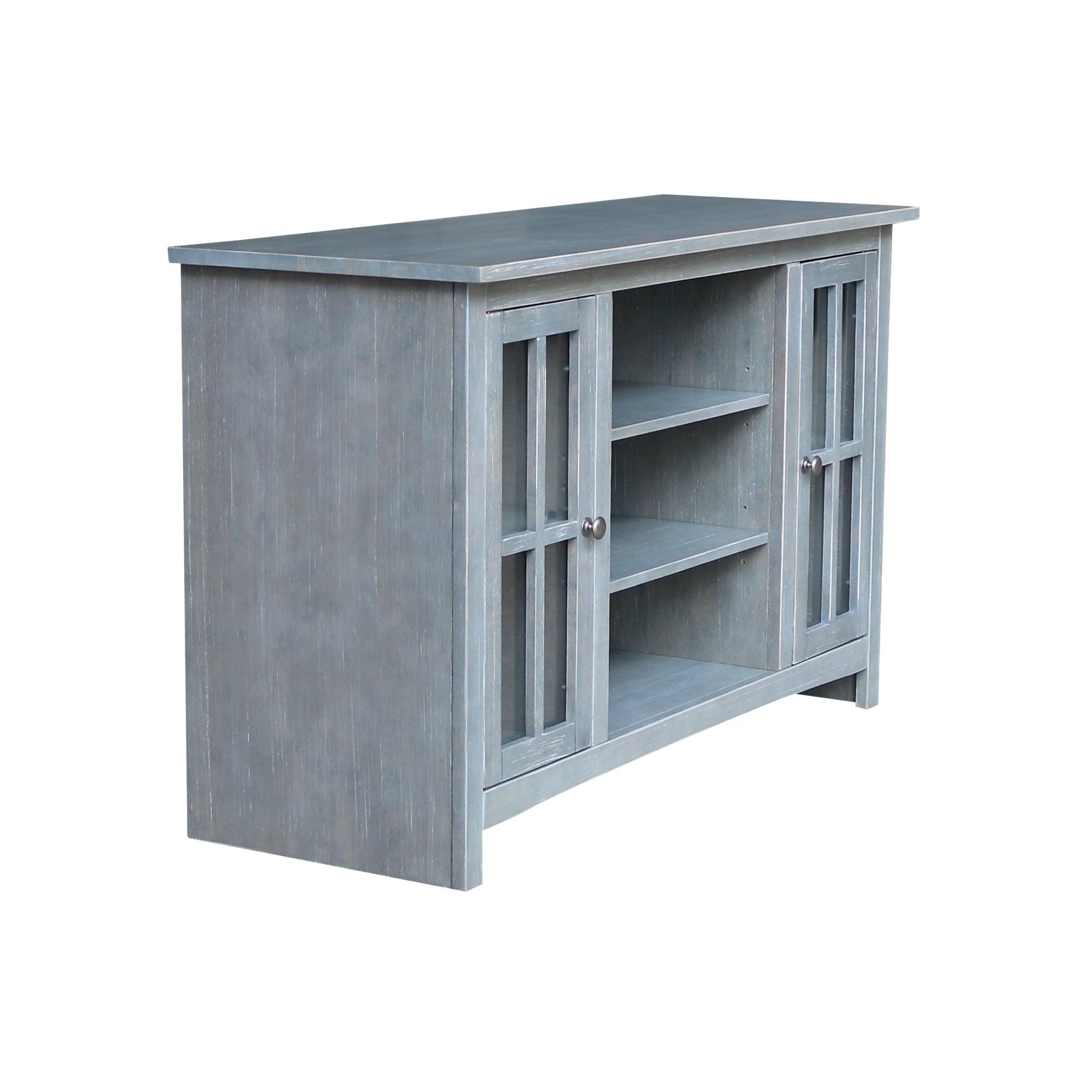 TV Stand for TVs up to 52" with 2 Doors Heather Gray/Antiqued Rubbed - International Concepts: Solid Parawood, Metal Hardware