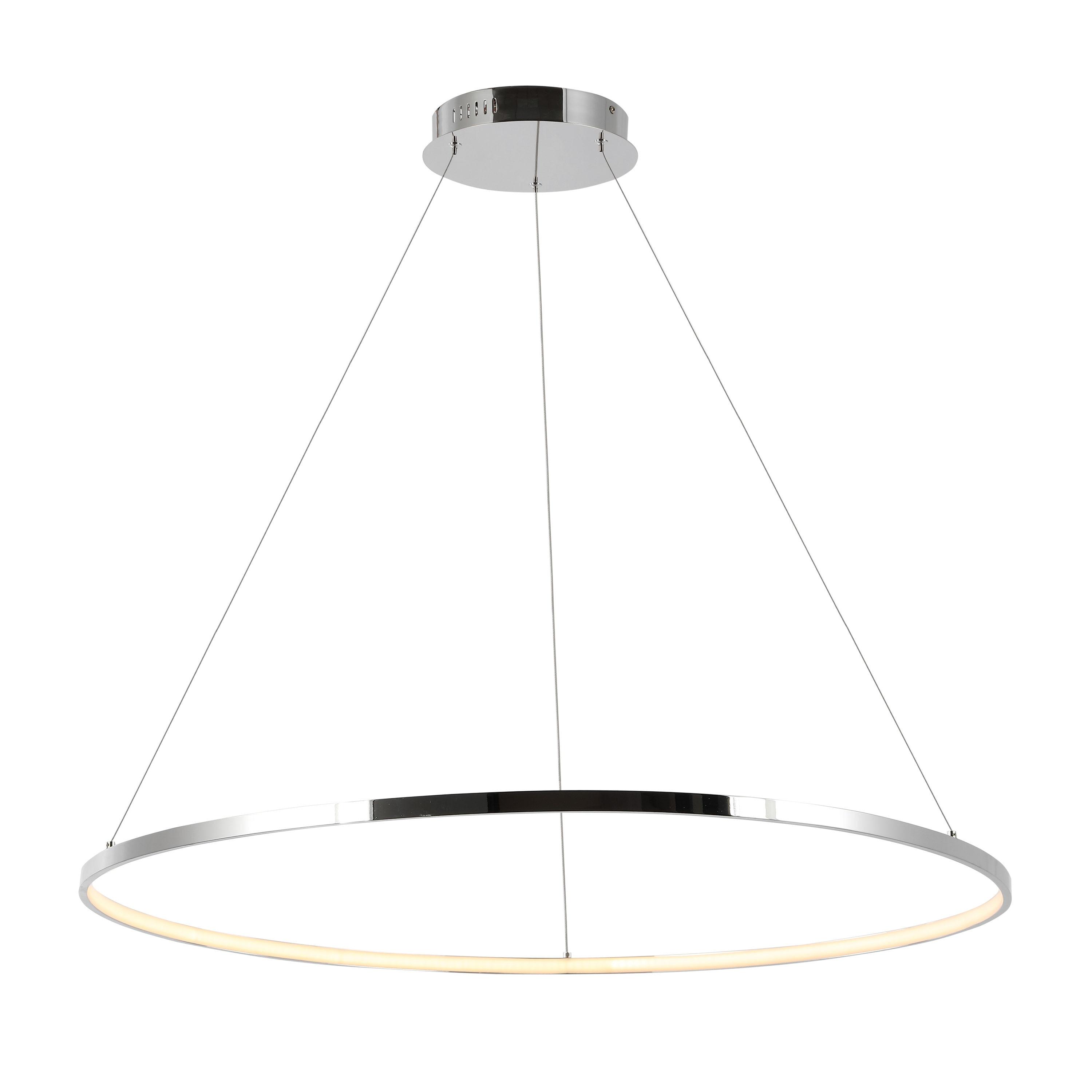 Circulo 34.88" Modern Bohemian Iron Integrated LED Pendant, Chrome