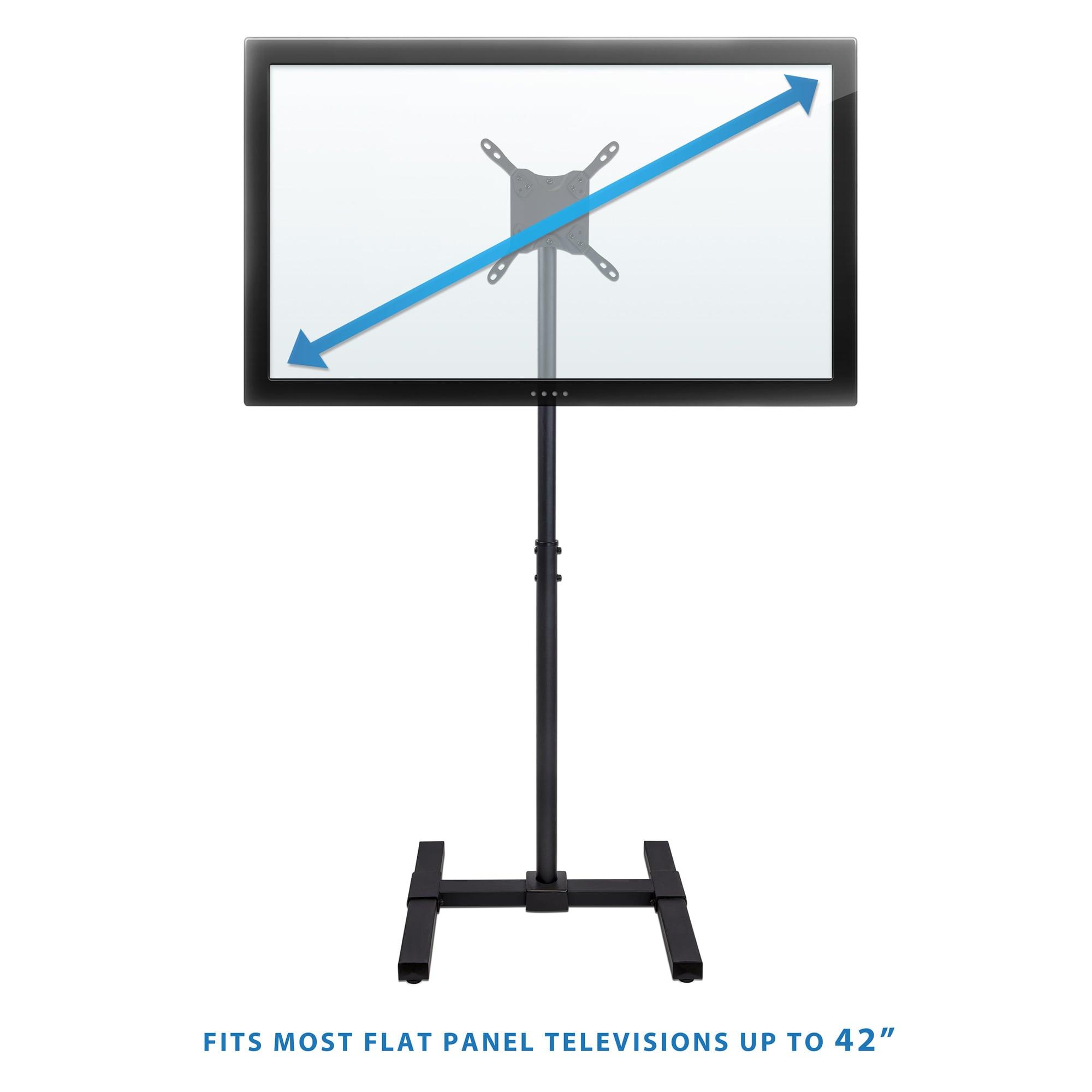 Mount-It! Height Adjustable TV Floor Stand | Universal Pedestal TV Stand For 13 - 42 Inch Screens | For Indoor and Outdoor Portable TV Mount | Black