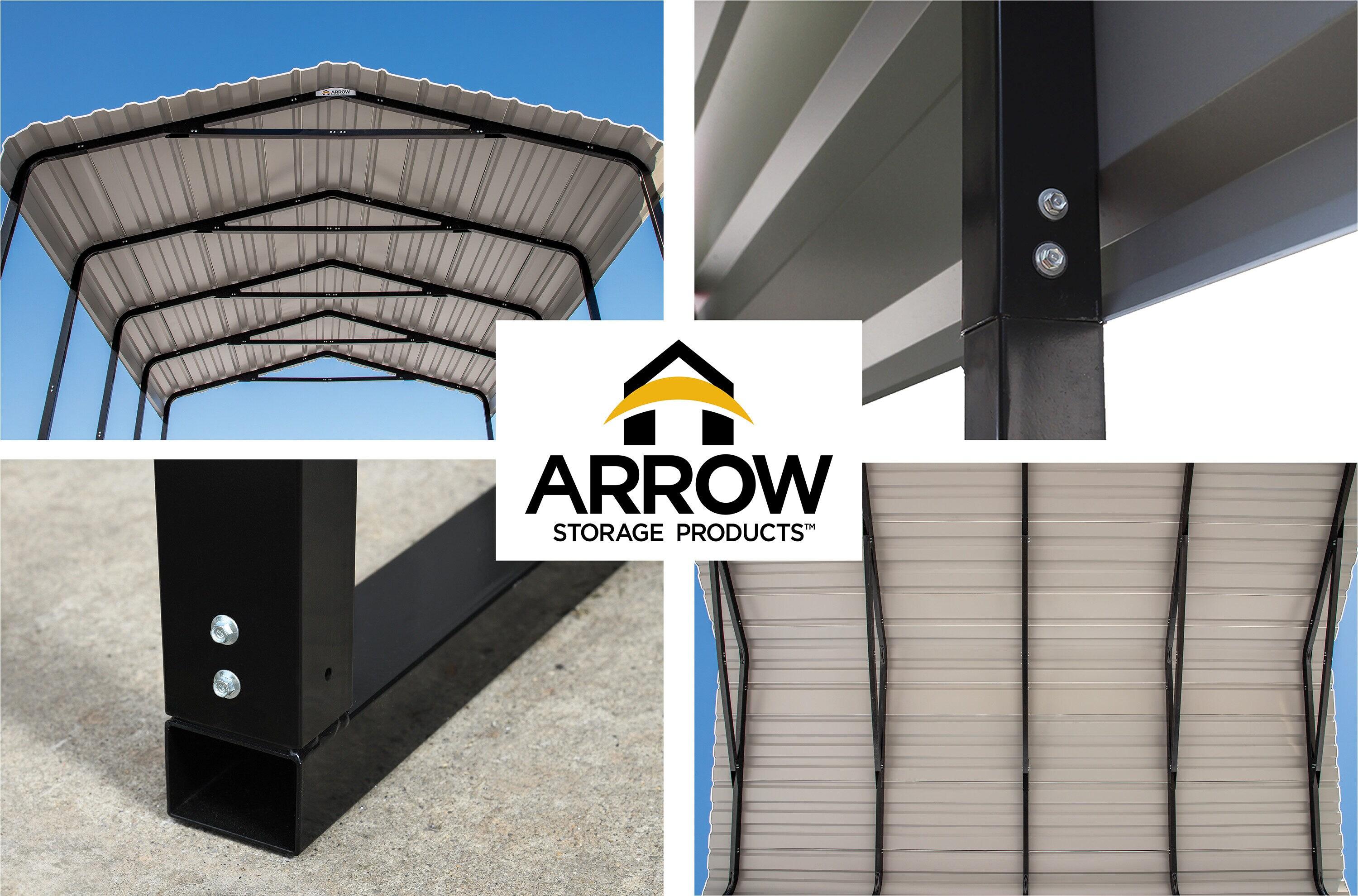 Arrow Carports Galvanized Steel Carport, RV Metal Carport Kit, 14' x 29' x 14', Eggshell