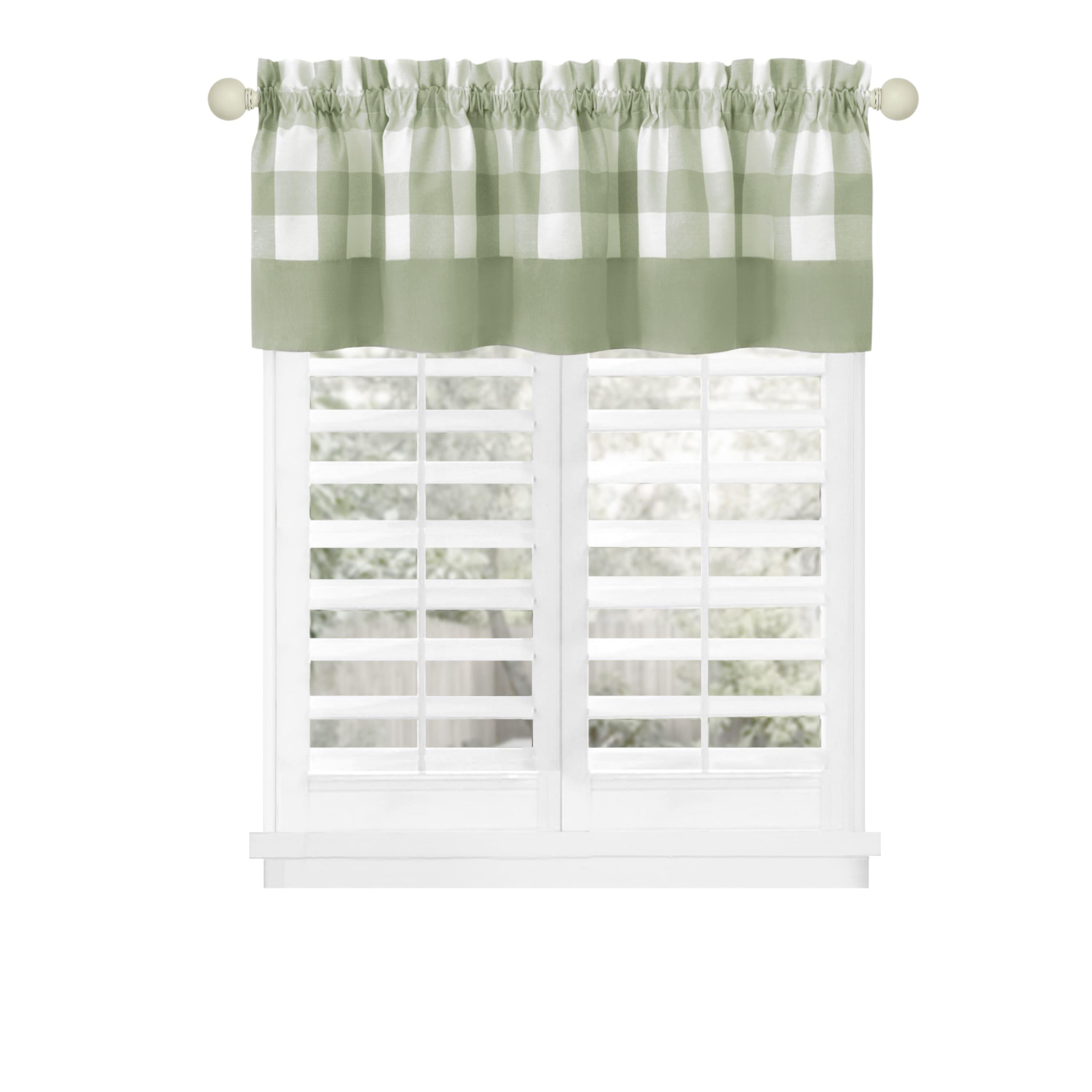 Achim Hunter Indoor Polyester/Cotton Light Filtering Checkered Valance, Apple Green, 58-in W x 14-in L