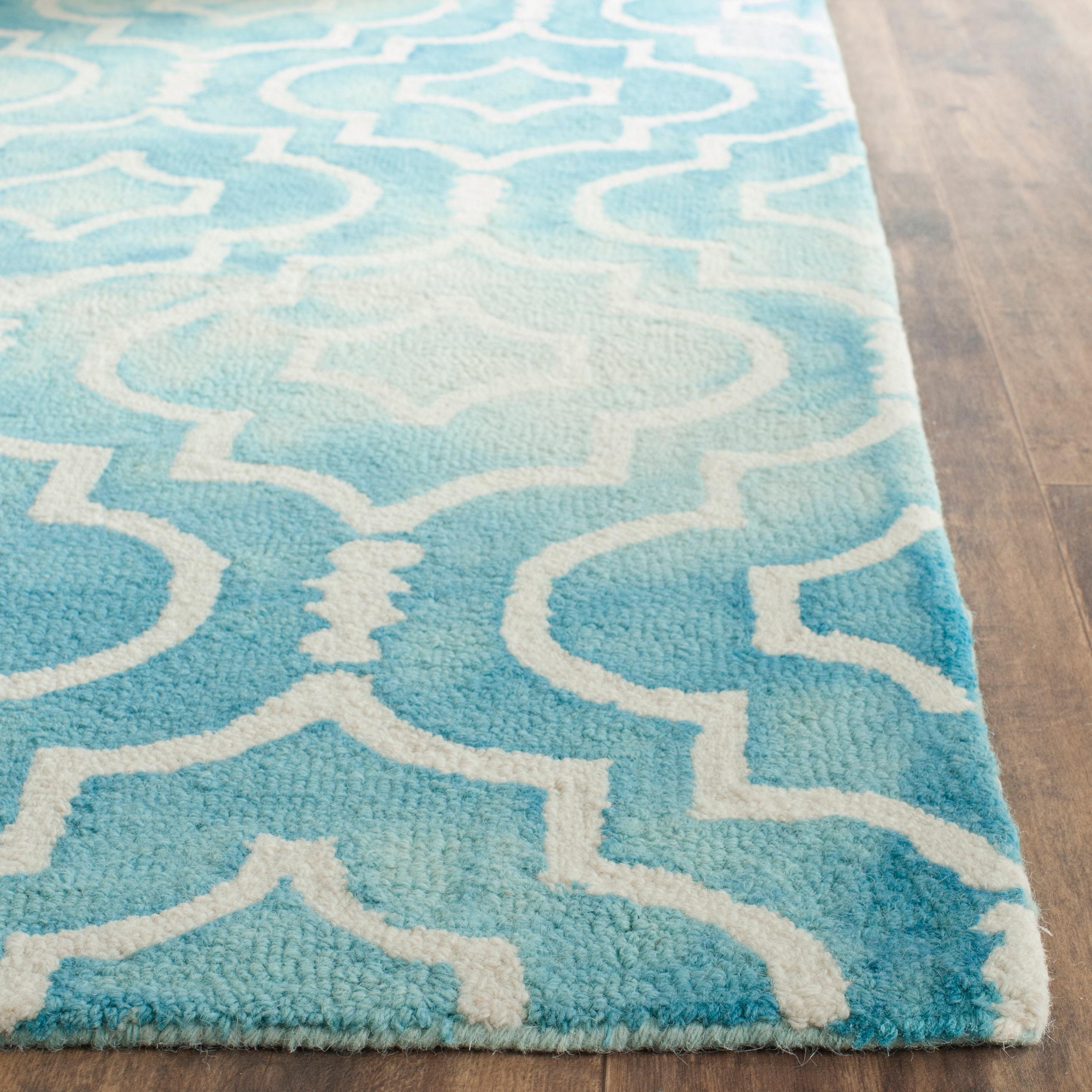 Dip Dye DDY538 Hand Tufted Indoor Area Rug - Turquoise/Ivory - 7'x7' - Safavieh