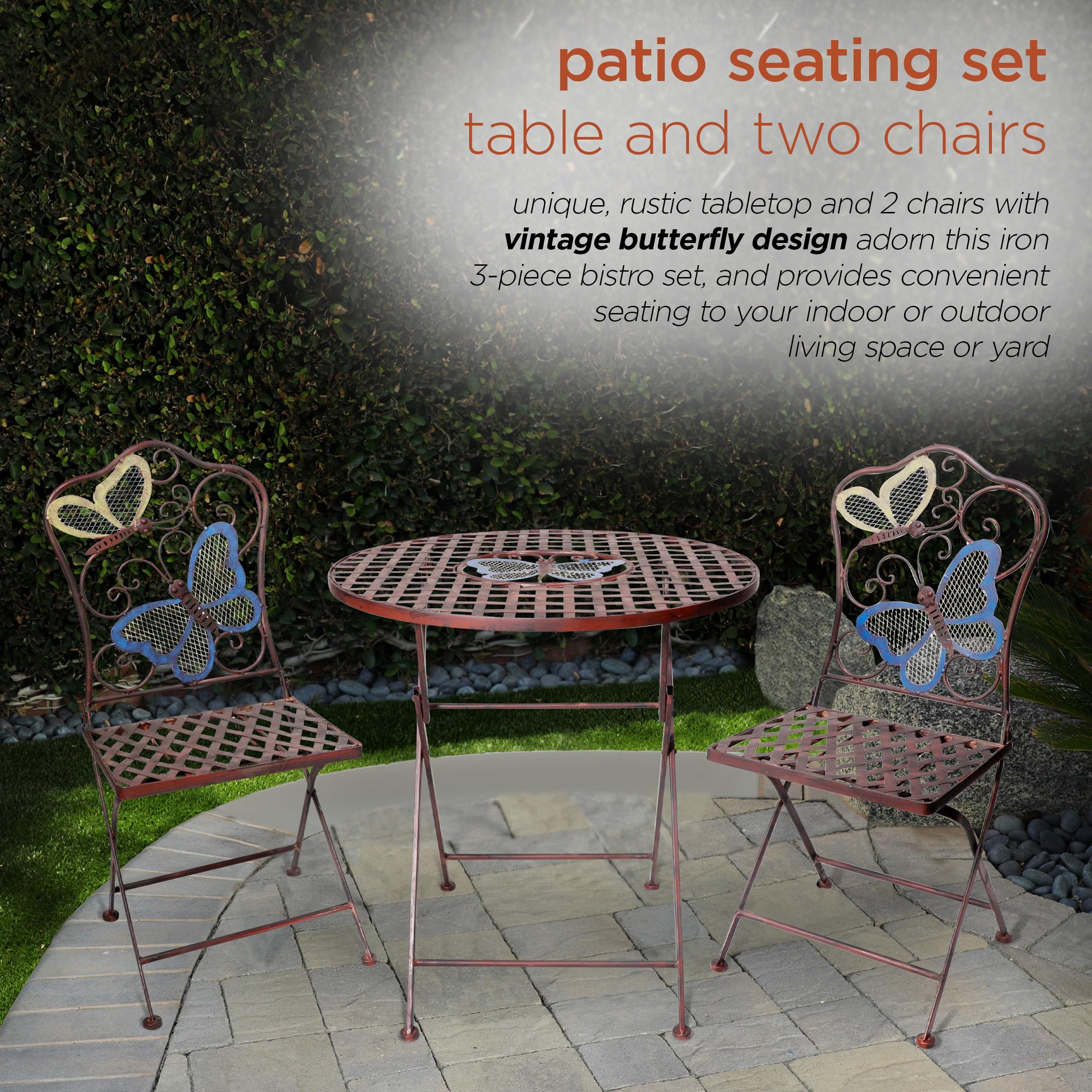 Alpine Corporation Butterfly Outdoor Patio Bistro Set, Metal 3-Piece Set, Bronze