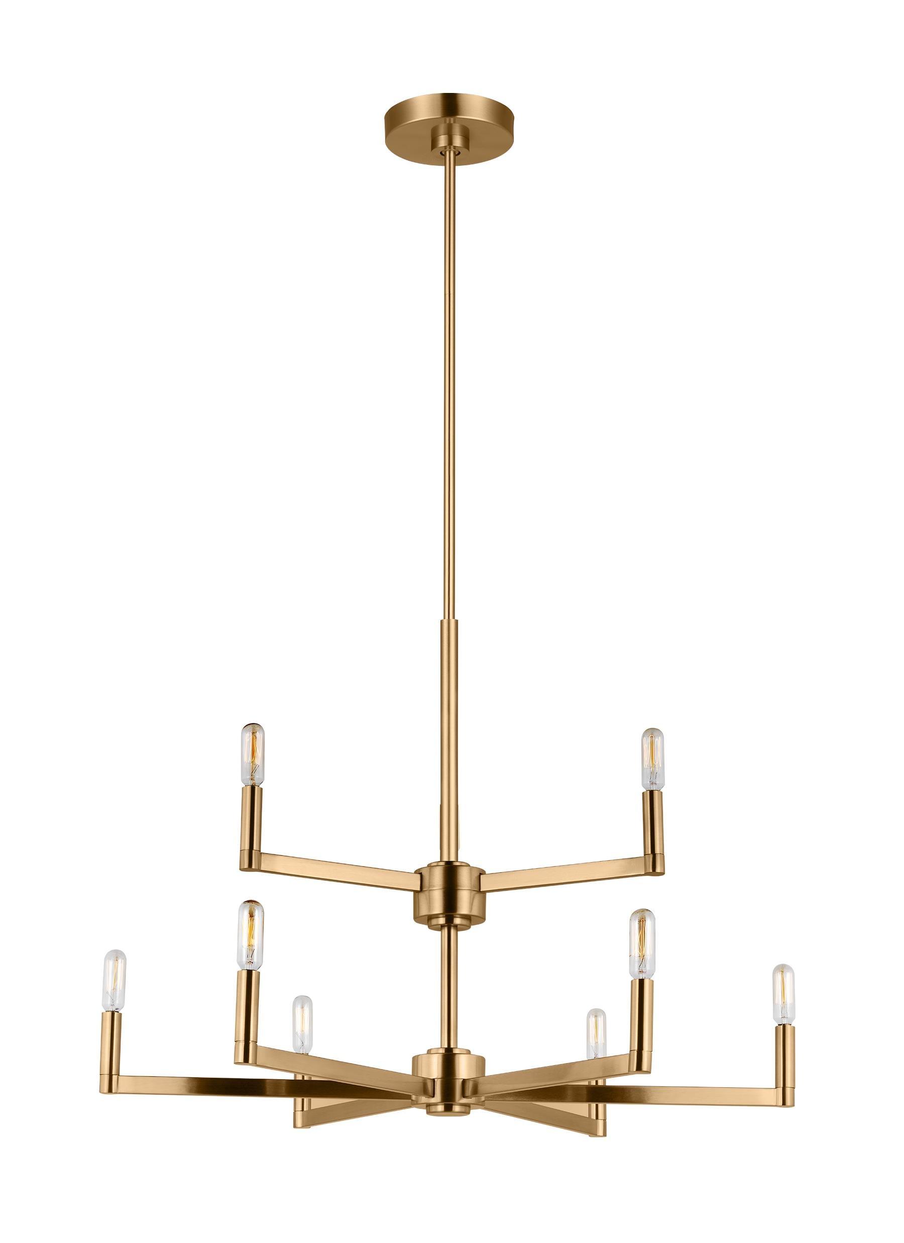 Fullton Sleek Satin Brass 9-Light Minimalistic Chandelier