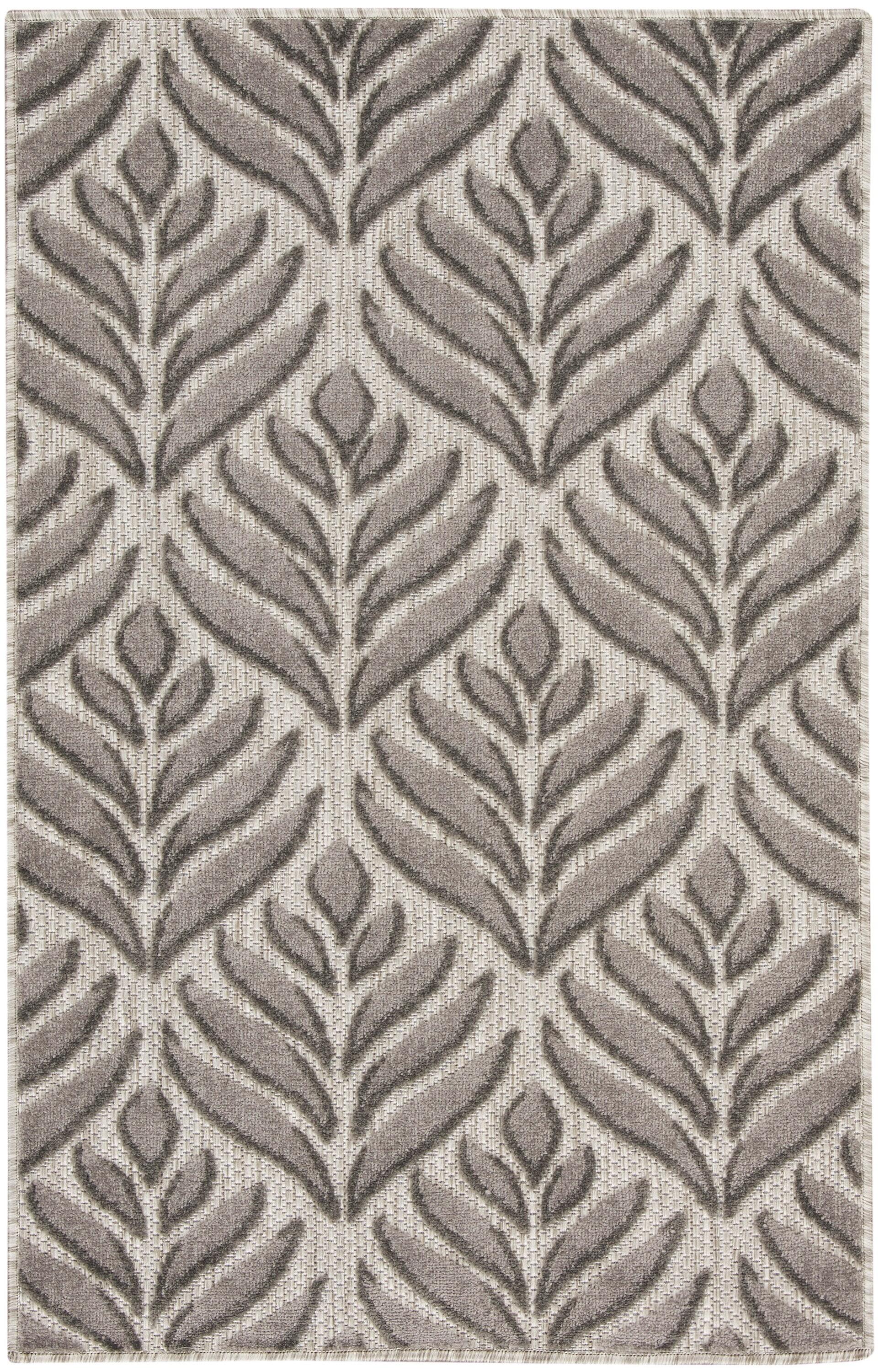 Nourison Aloha Tropical Palm Flatweave High-Low Indoor Outdoor Area Rug Charcoal 2'8" x 4'