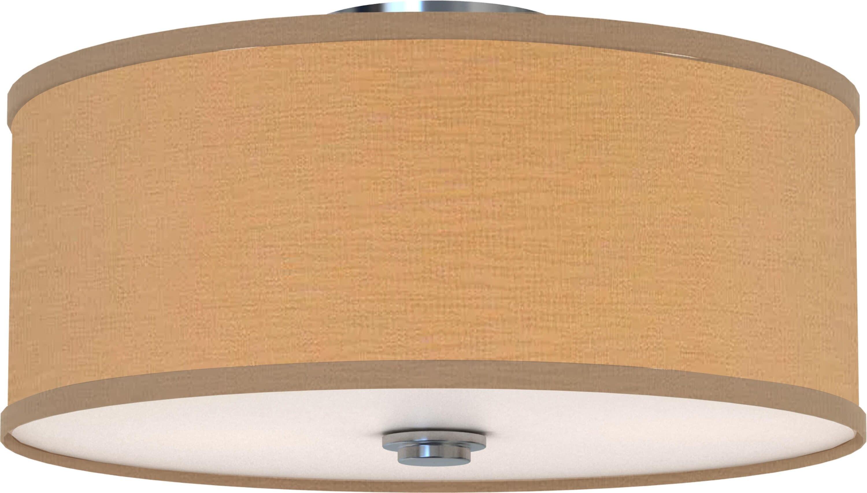 Monument Flush Mount Ceiling Fixture, Brushed Nickel, 16-1/4 In., Uses (2) 100-Watt Medium Base Lamps*