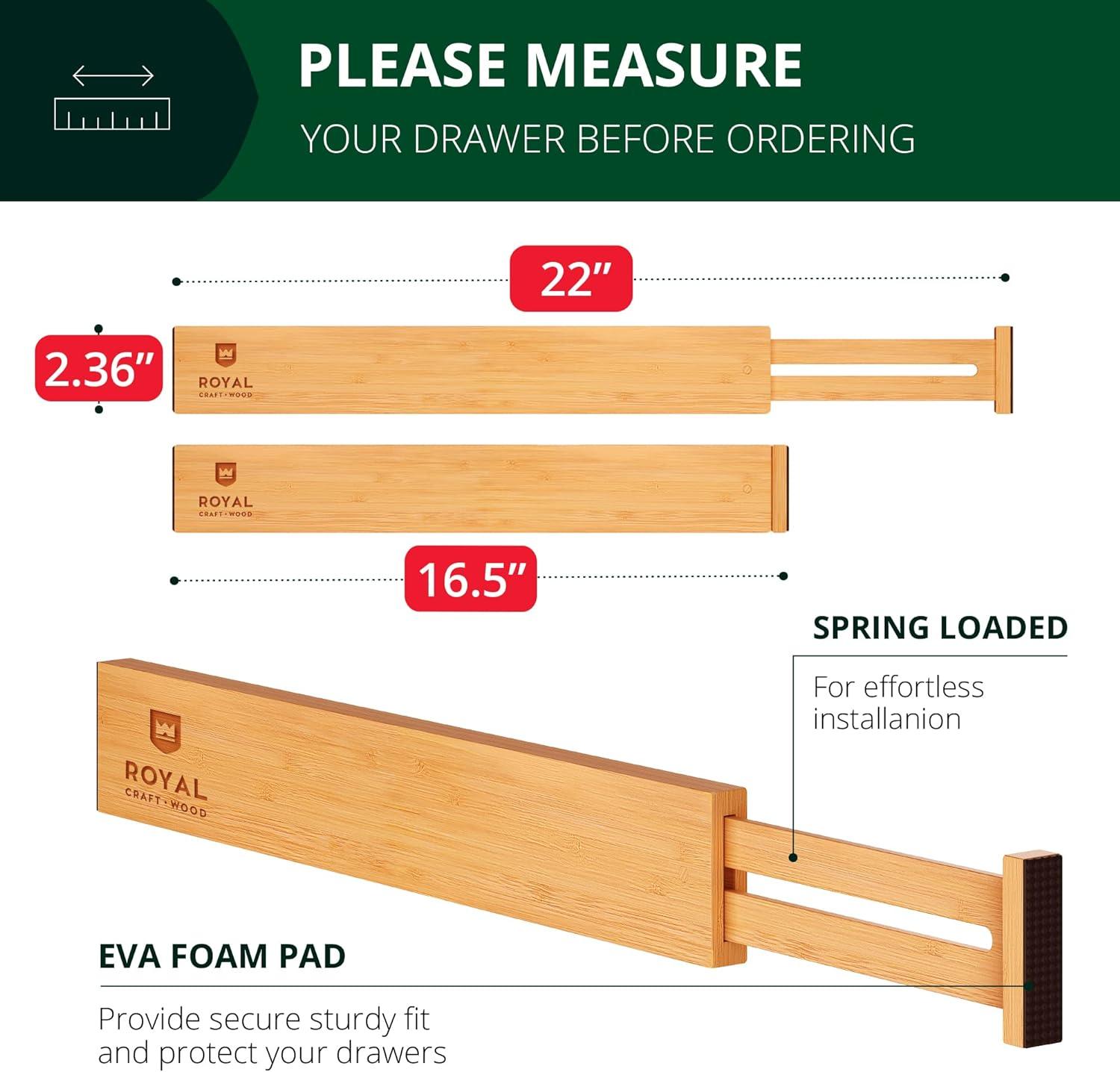 2.68" H x 2.56" W x 22" D Multi-Purpose Drawer Organizer