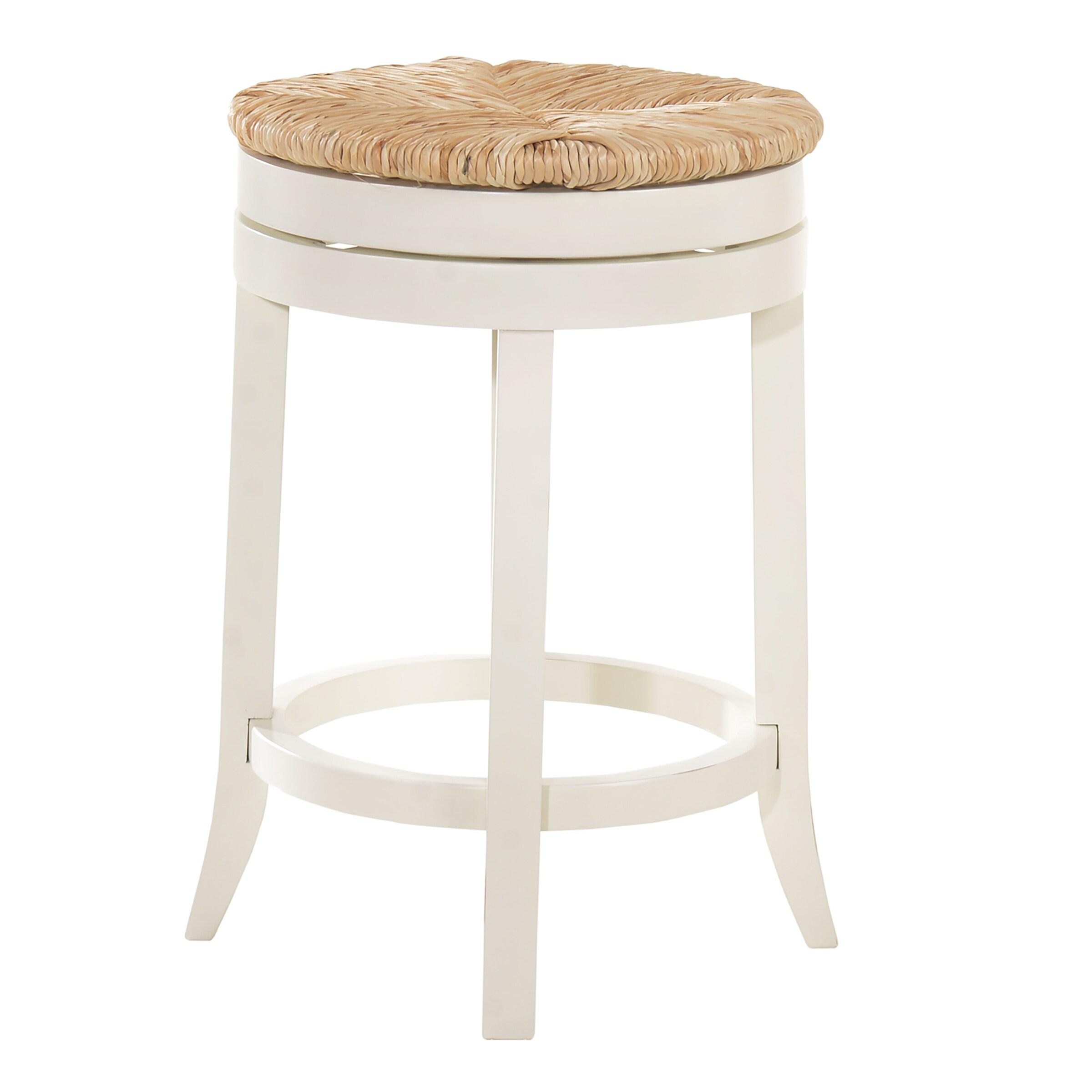 Carolina Classics Irving  24" Swivel Rush Seat Counter Stool in Antique White