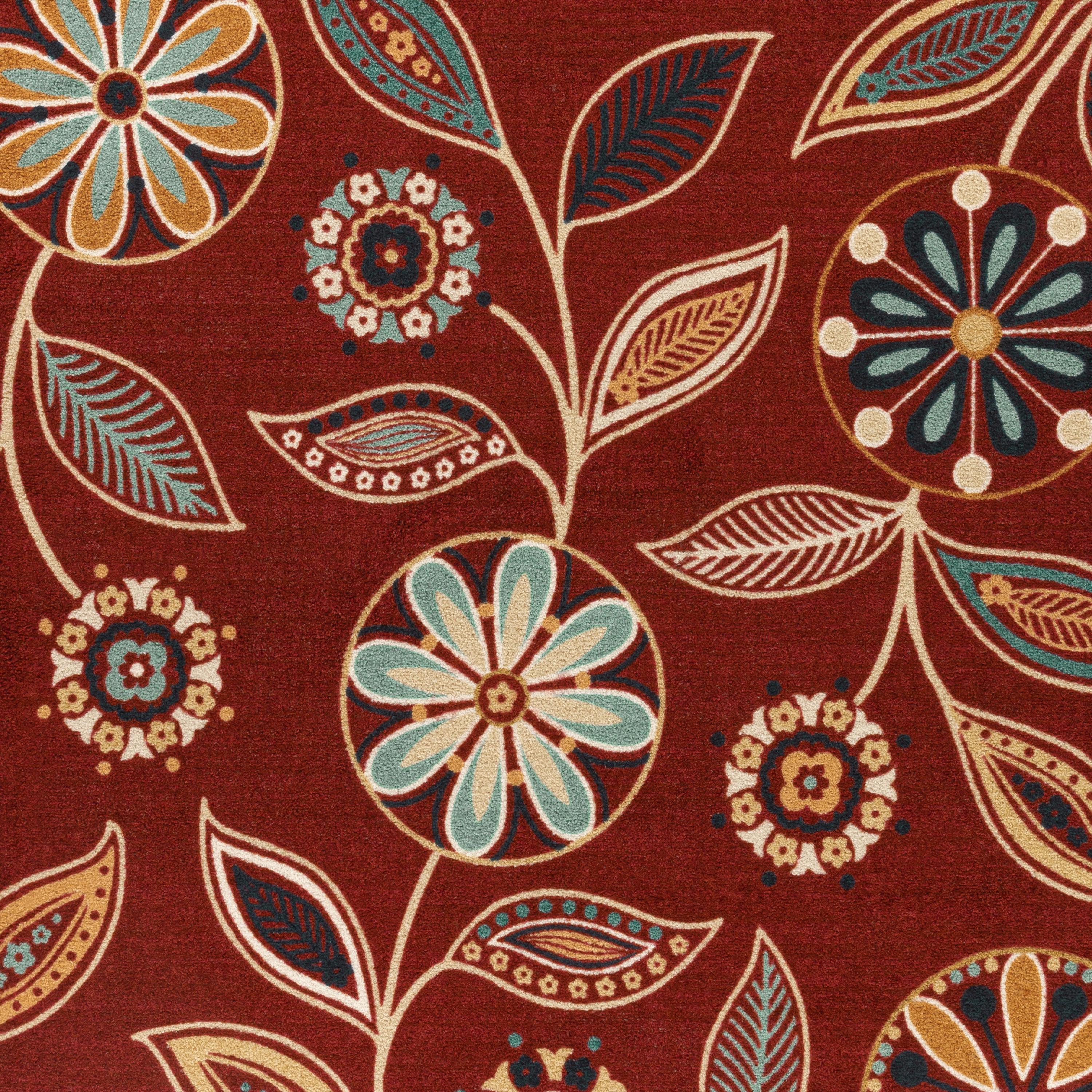 Maples Rugs - Reggie Bohemian Floral Washable Indoor Accent Rugs, 1'8 x 2'10, Red