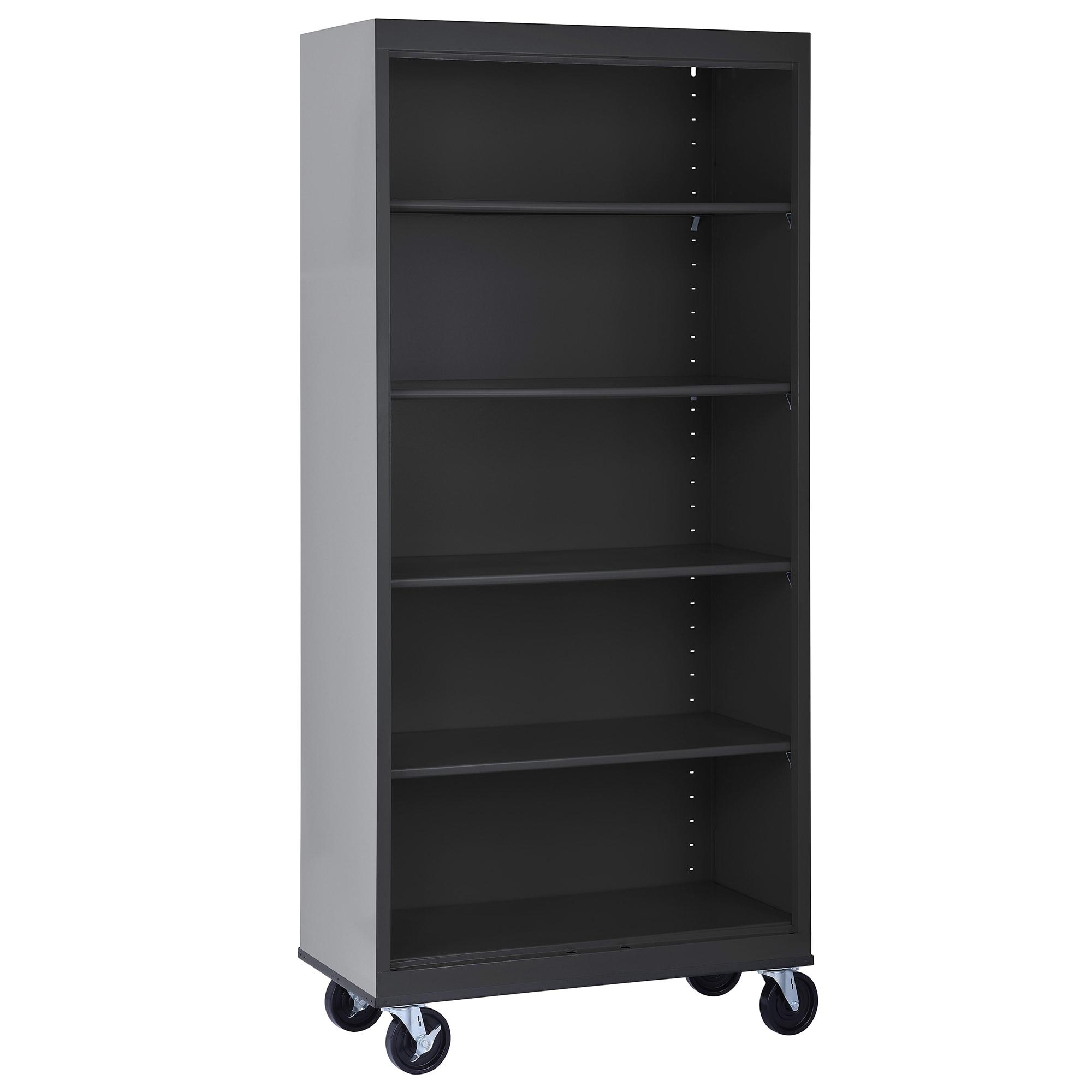 Sandusky Lee 36" W x 18" D x 78" H Steel Mobile Bookcase with 4 Adjustable Shelves by Sandusky