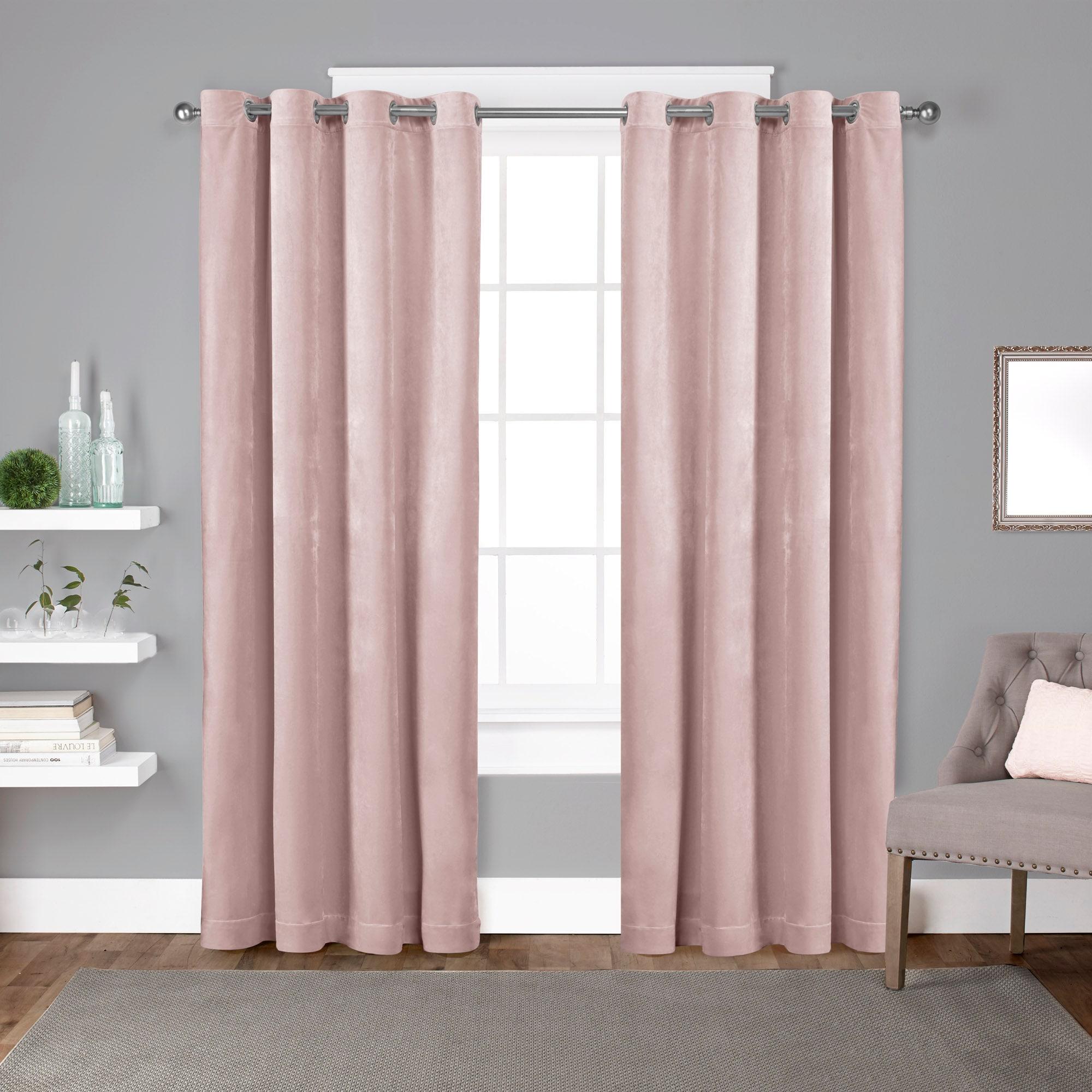 Set of 2 96"x54" Velvet Heavyweight Grommet Top Window Curtain Panel Blush: Light Filtering, Polyester, Exclusive Home
