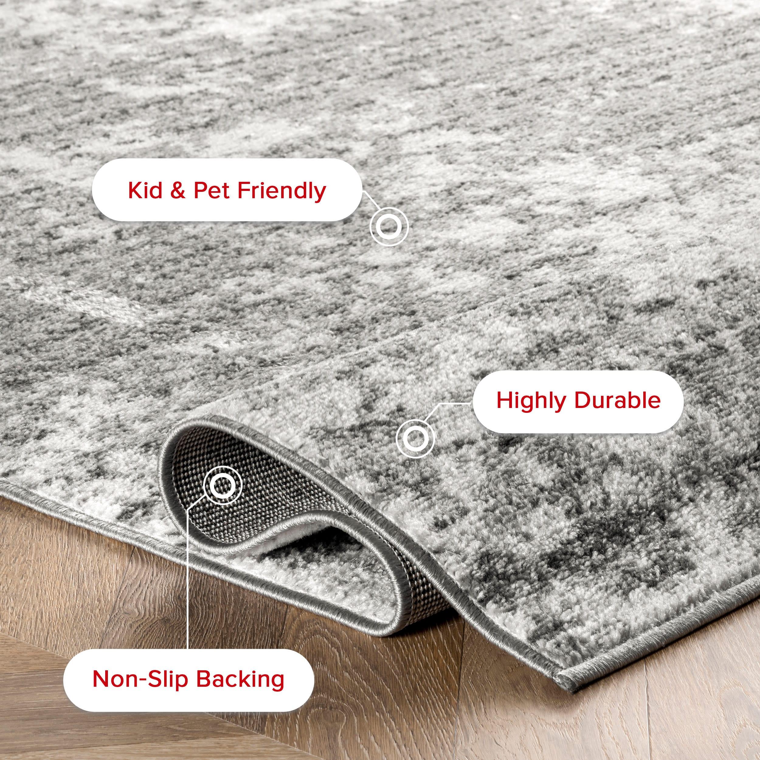 Deedra Modern Abstract Power Loom Performance Gray/White Rug