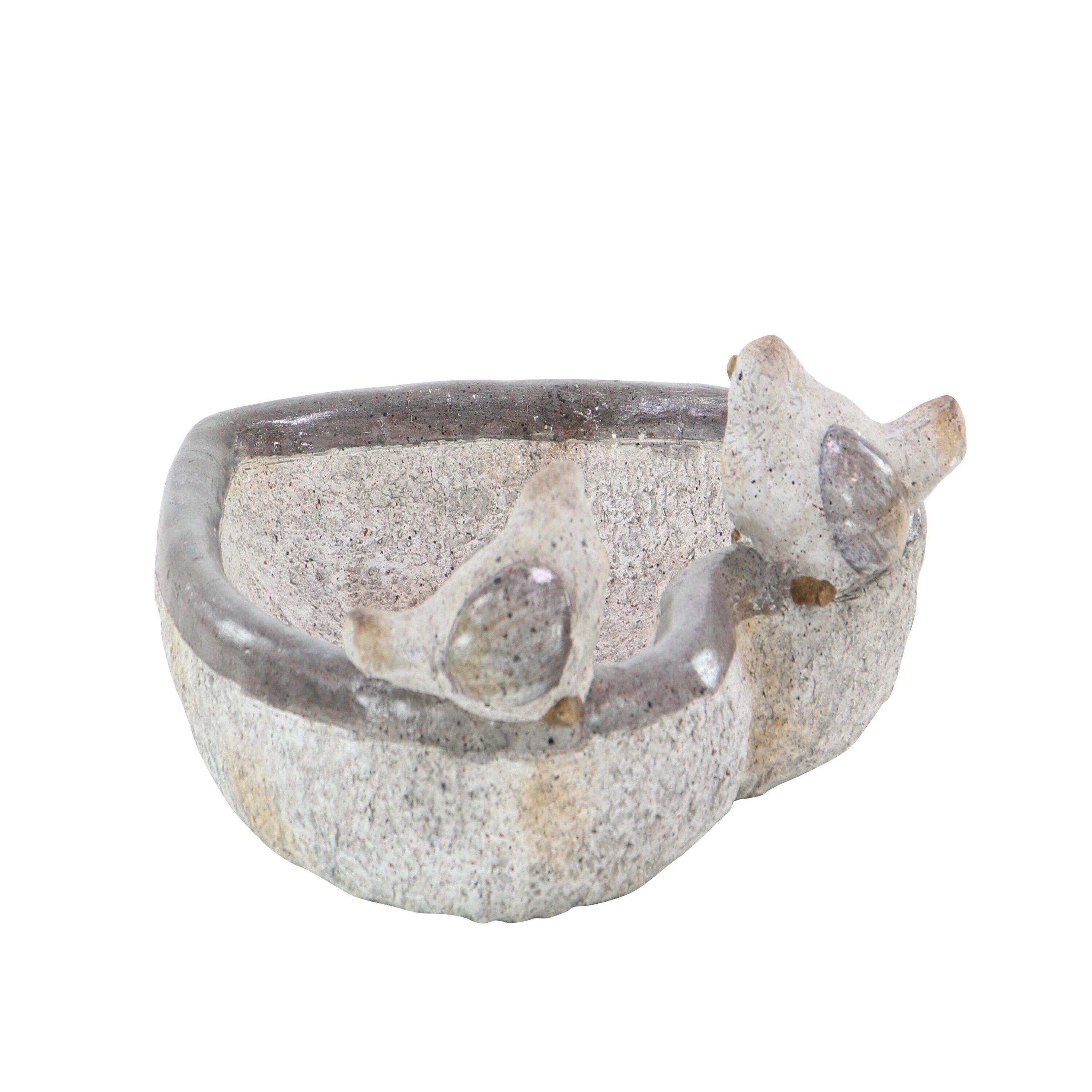 DecMode 6" Indoor Outdoor Bird Garden Sculpture with Bath Bowl