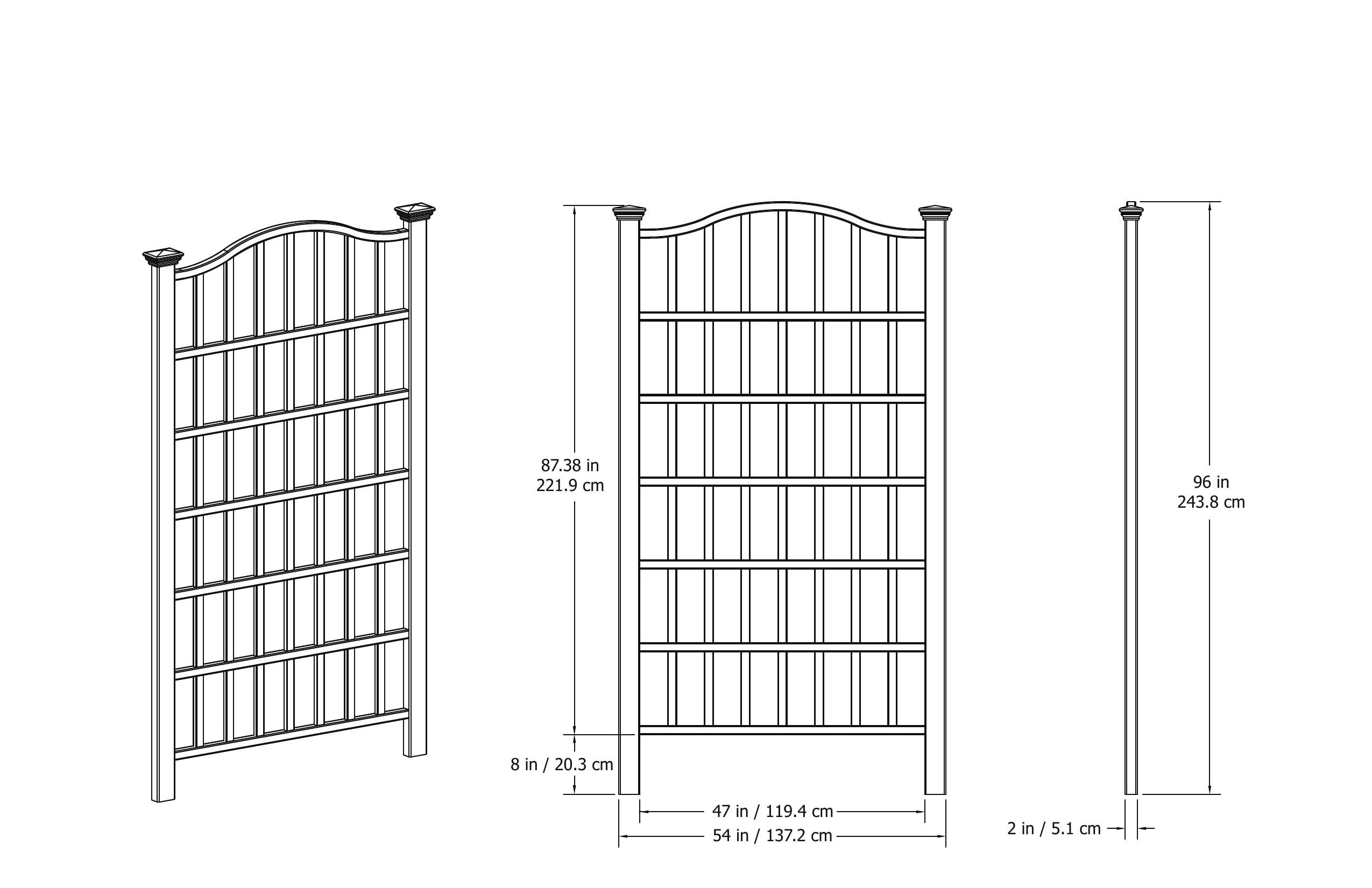 Vita 54" x 96" Classic Grande Vinyl Trellis, White, VA68200