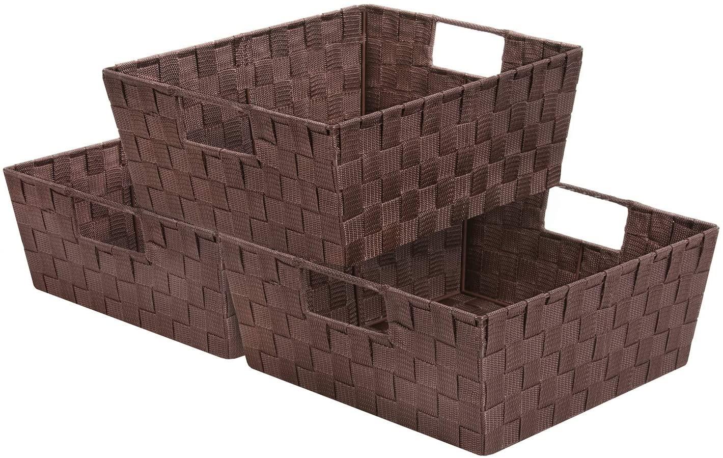 Sorbus Sorbus Stackable Wicker Tote Woven Basket with Handles 3 Pack