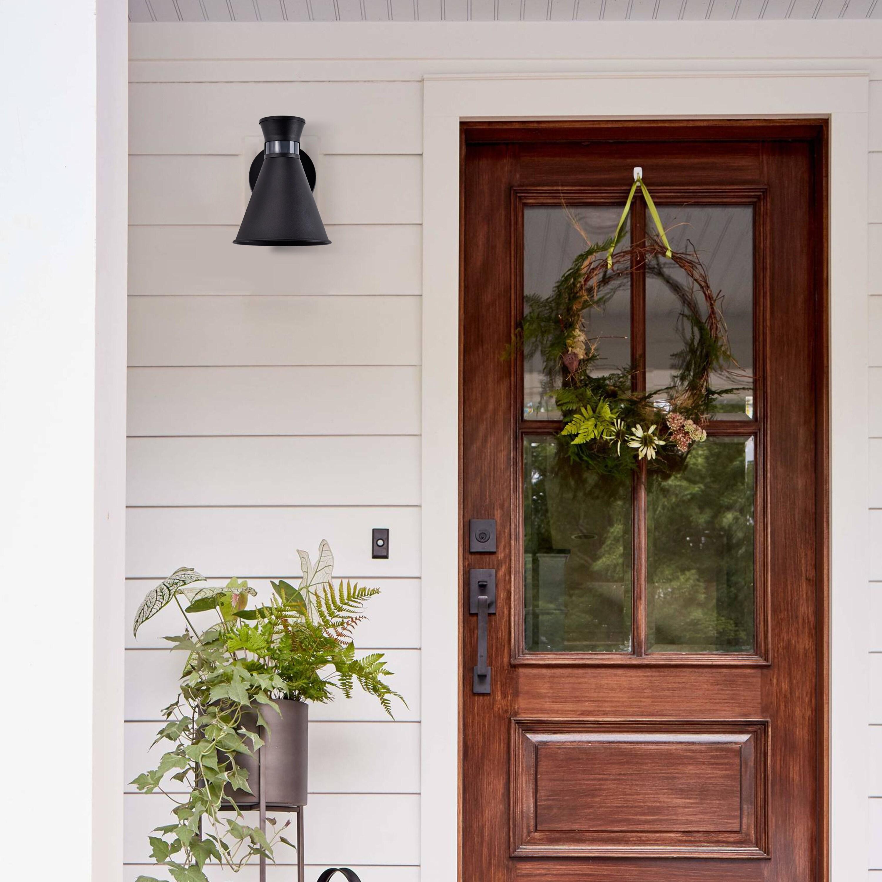 C Cattleya Motion Sensor Dusk to DawnOutdoor Wall Sconce with Black Finish
