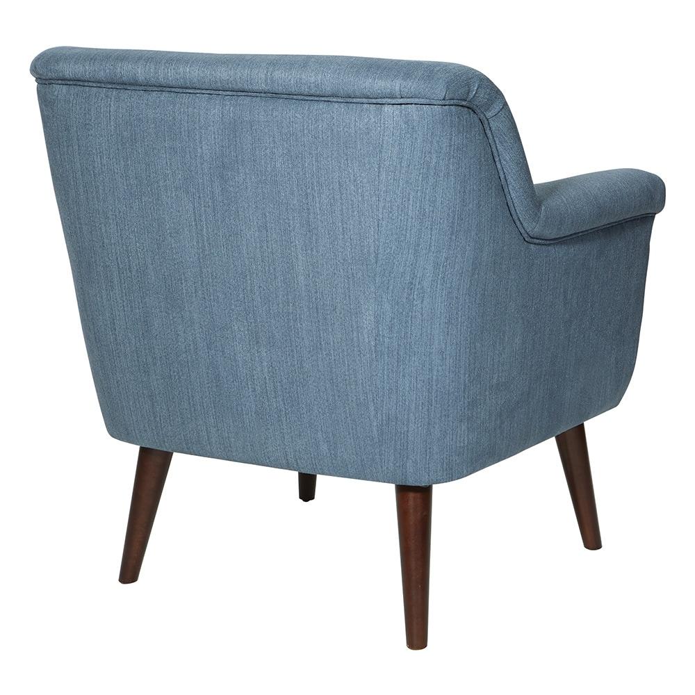 Dane Accent Chair with Dark Coffee Finish Legs Blue Steel - OSP Home Furnishings: Mid-Century Modern, Polyester, Wood Frame