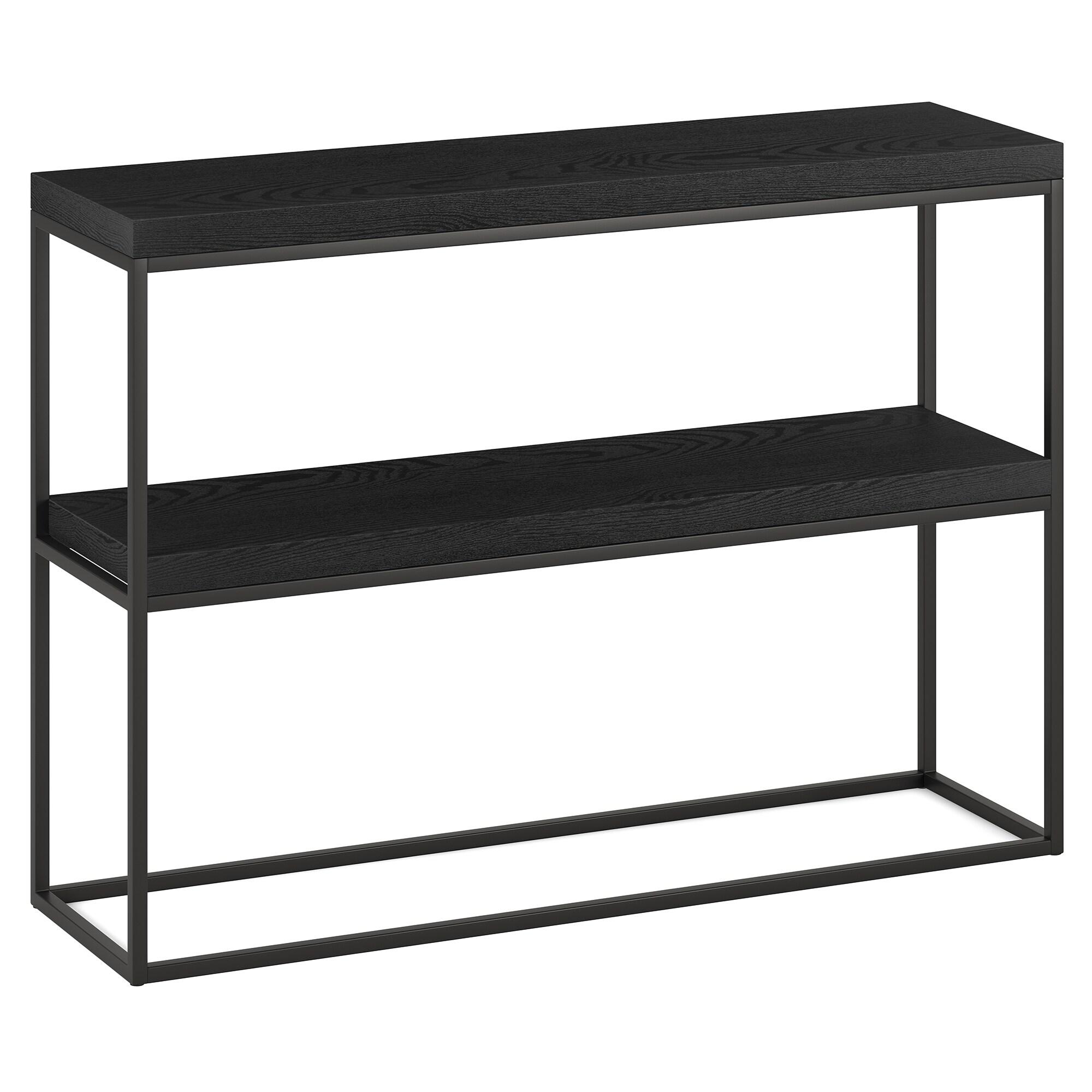 Evelyn&Zoe Edmund 42" Wide Rectangular Console Table, Black Grain