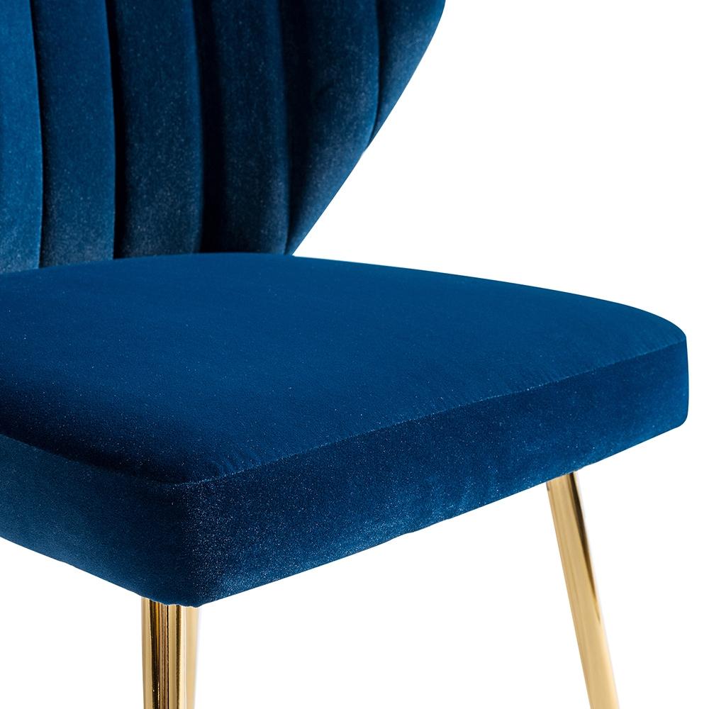 Home Velvet Dining Chairs Set of 2 Upholstered Wingback Accent Side Chairs Metal Legs Living Room Kitchen Navy