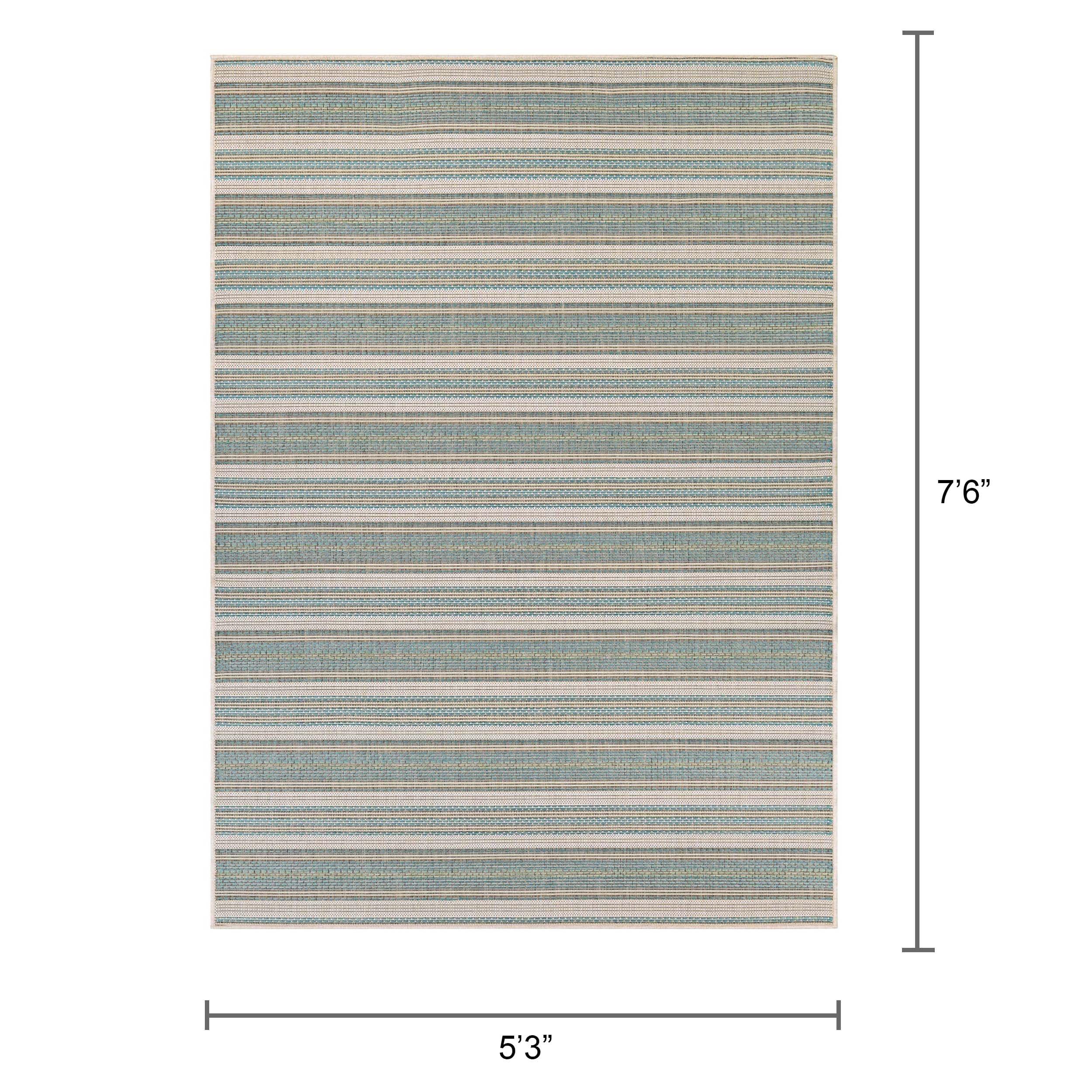 Couristan Monaco Marbella Indoor / Outdoor Area Rug, Blue Mist-Ivory, 5'3" x 7'6"