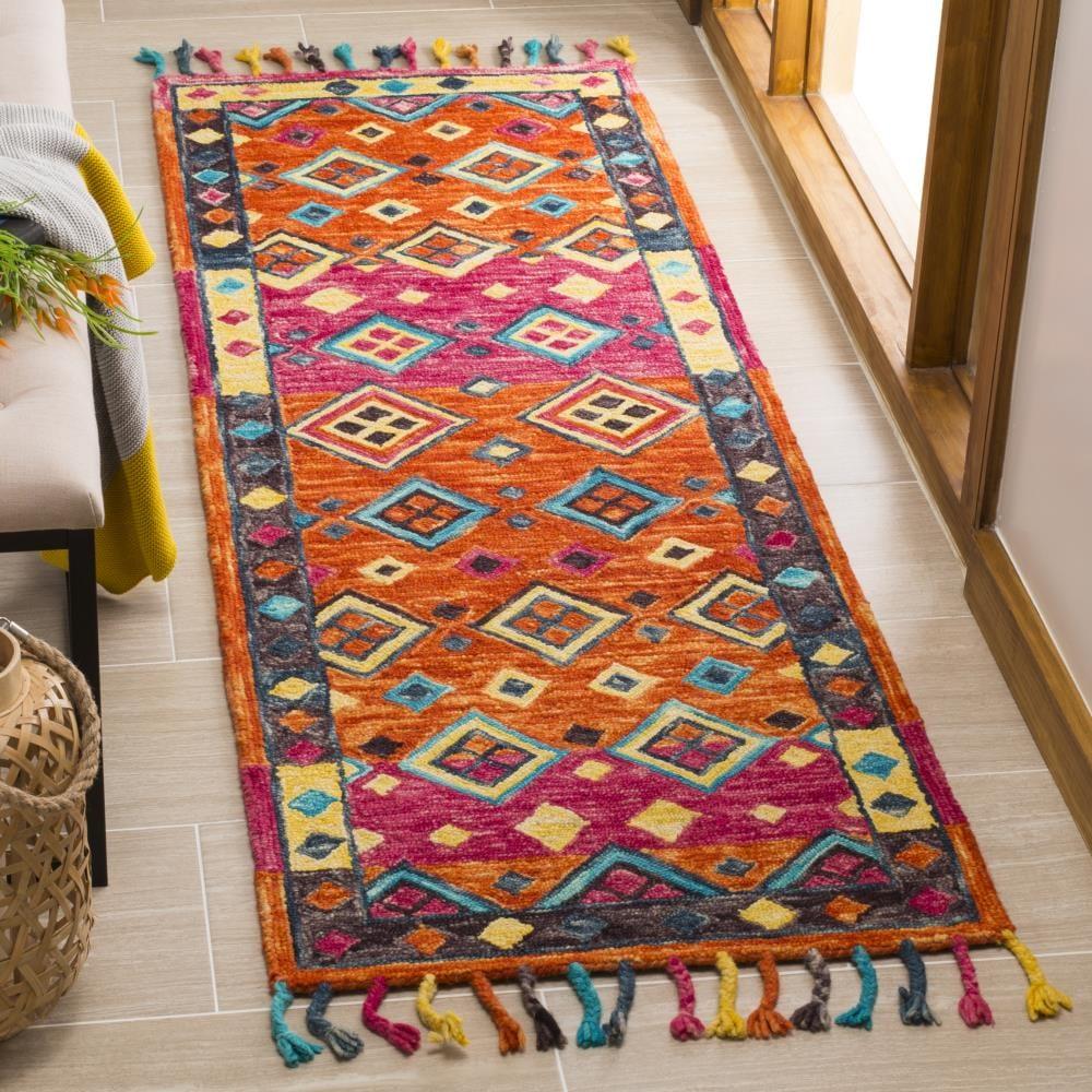 Aspen APN138 Hand Tufted Accent Rug - Orange/Fuchsia - 2'3"x5' - Safavieh.