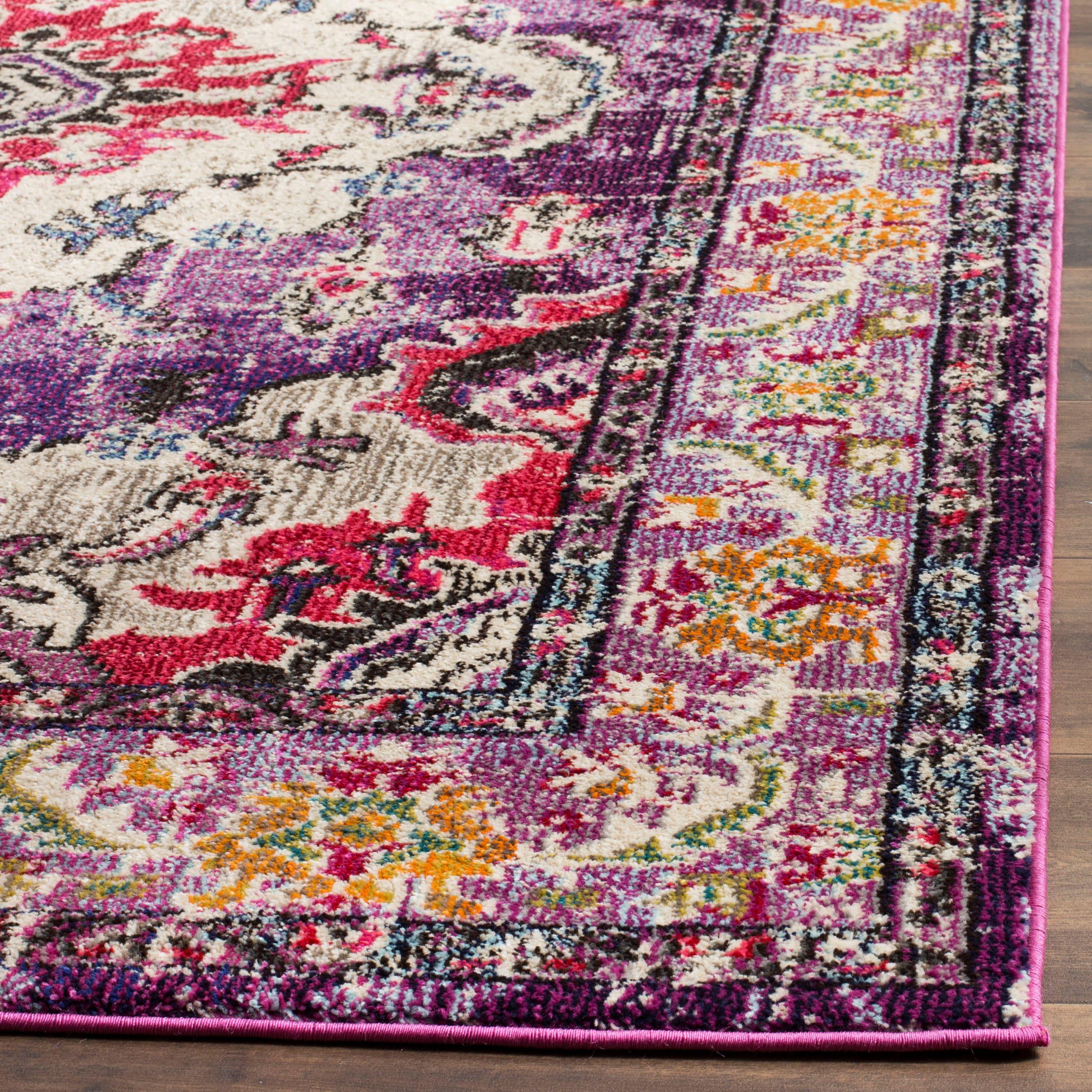 Monaco MNC243 Power Loomed Indoor Area Rug - Violet/Fuchsia - 5'x5' - Safavieh.