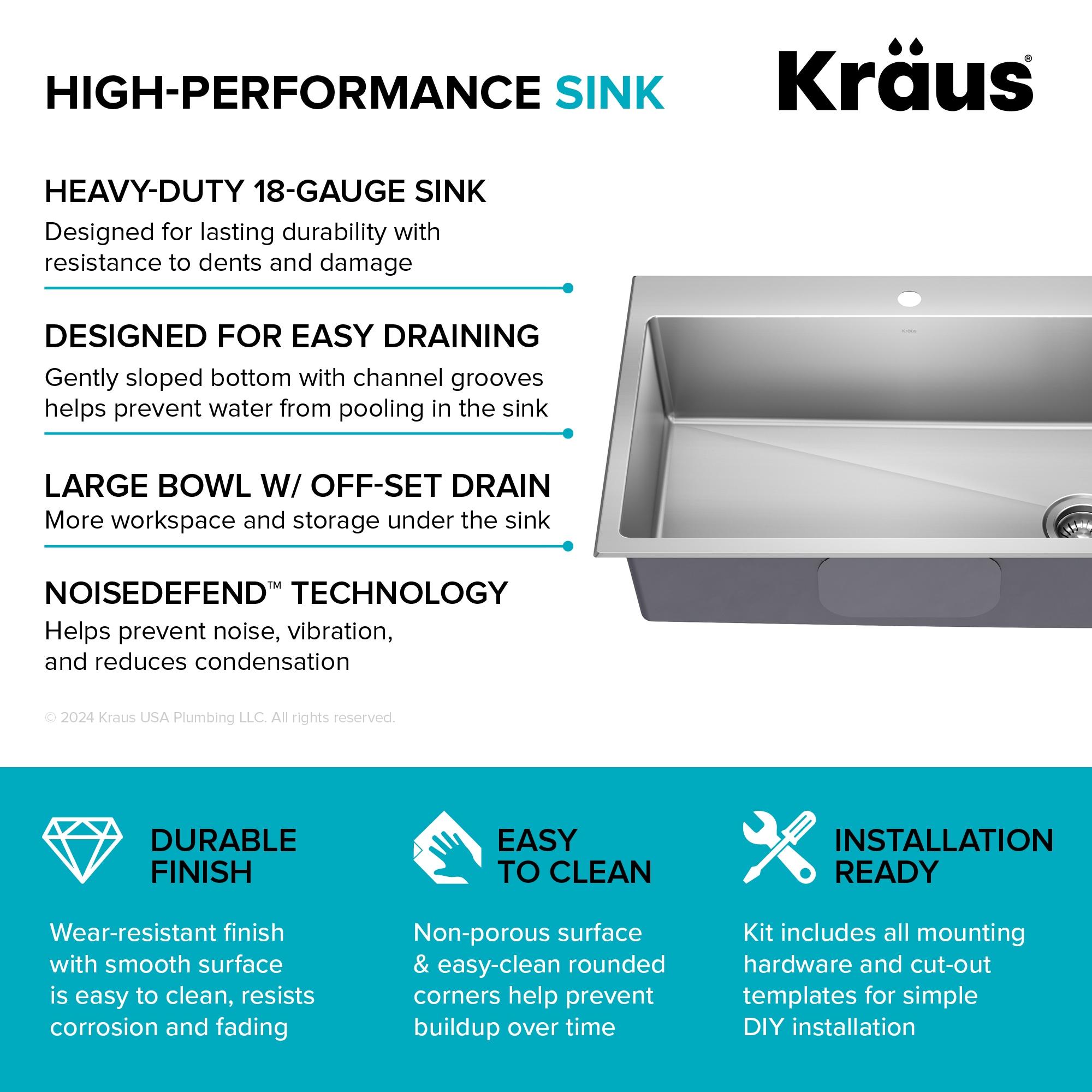 KRAUS Fairlane Undermount 18-Gauge Stainless Steel Kitchen Sink