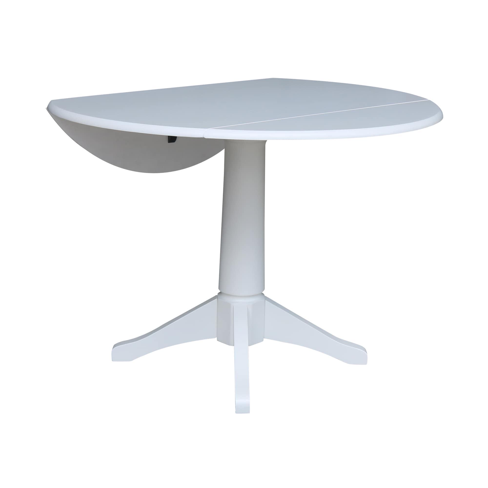 42" Nina Round Top Dual Pedestal Dining Table White - International Concepts: Modern Style, Seats 4, Wood Frame