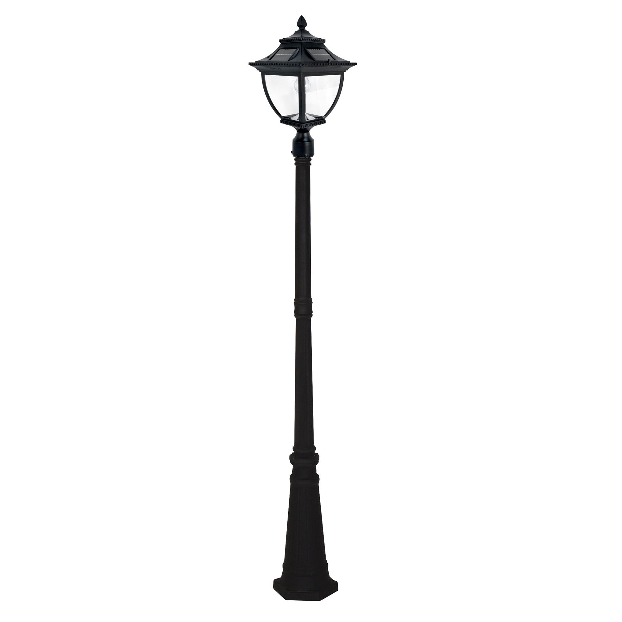 Black Aluminum Asian-Style Solar LED Lamp Post with Glass