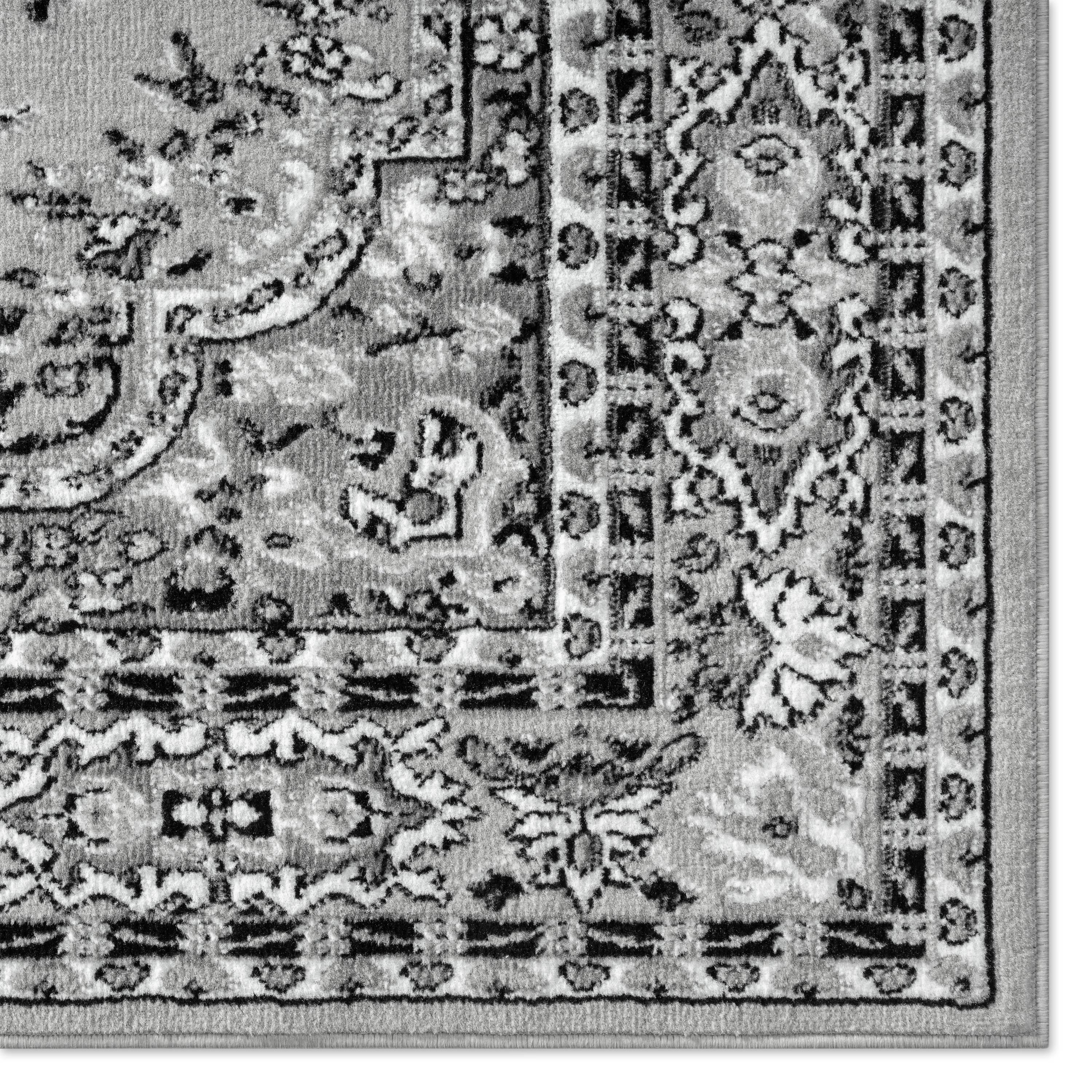 Home Dynamix Ariana Ksara Traditional Medallion Border Area Rug, Grey/Black, 3-Piece Set