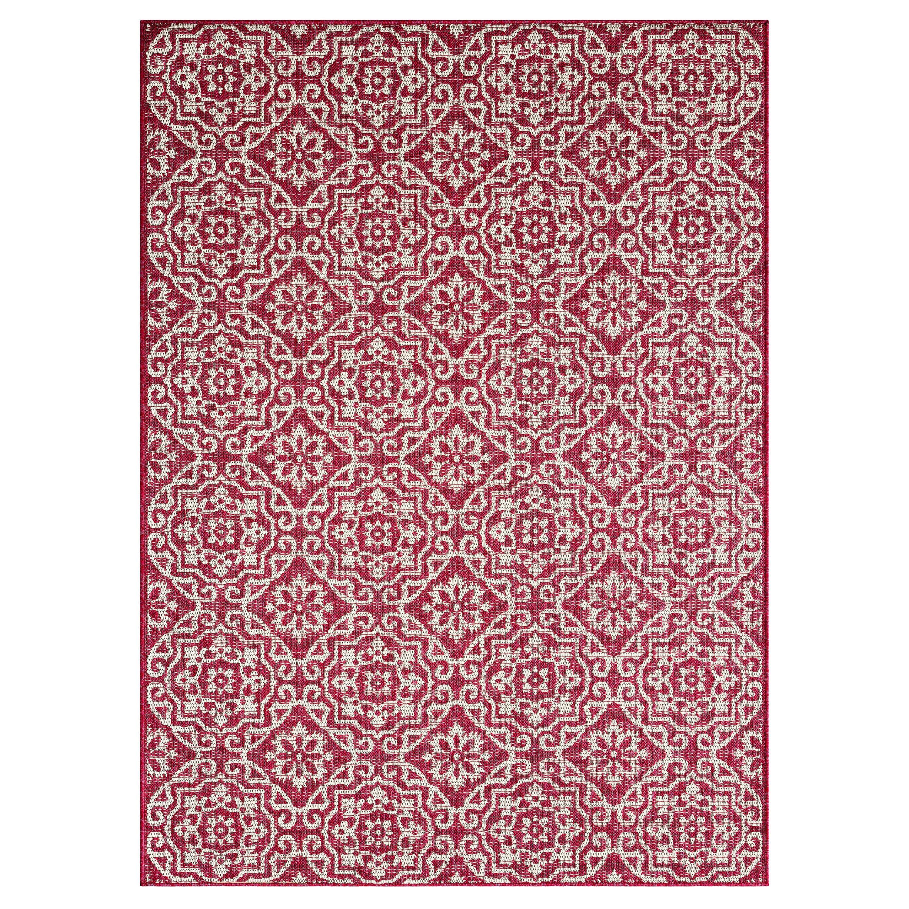 Nicole Miller New York Patio Country Danica Geometric Indoor/Outdoor Area Rug, Pink/Ivory