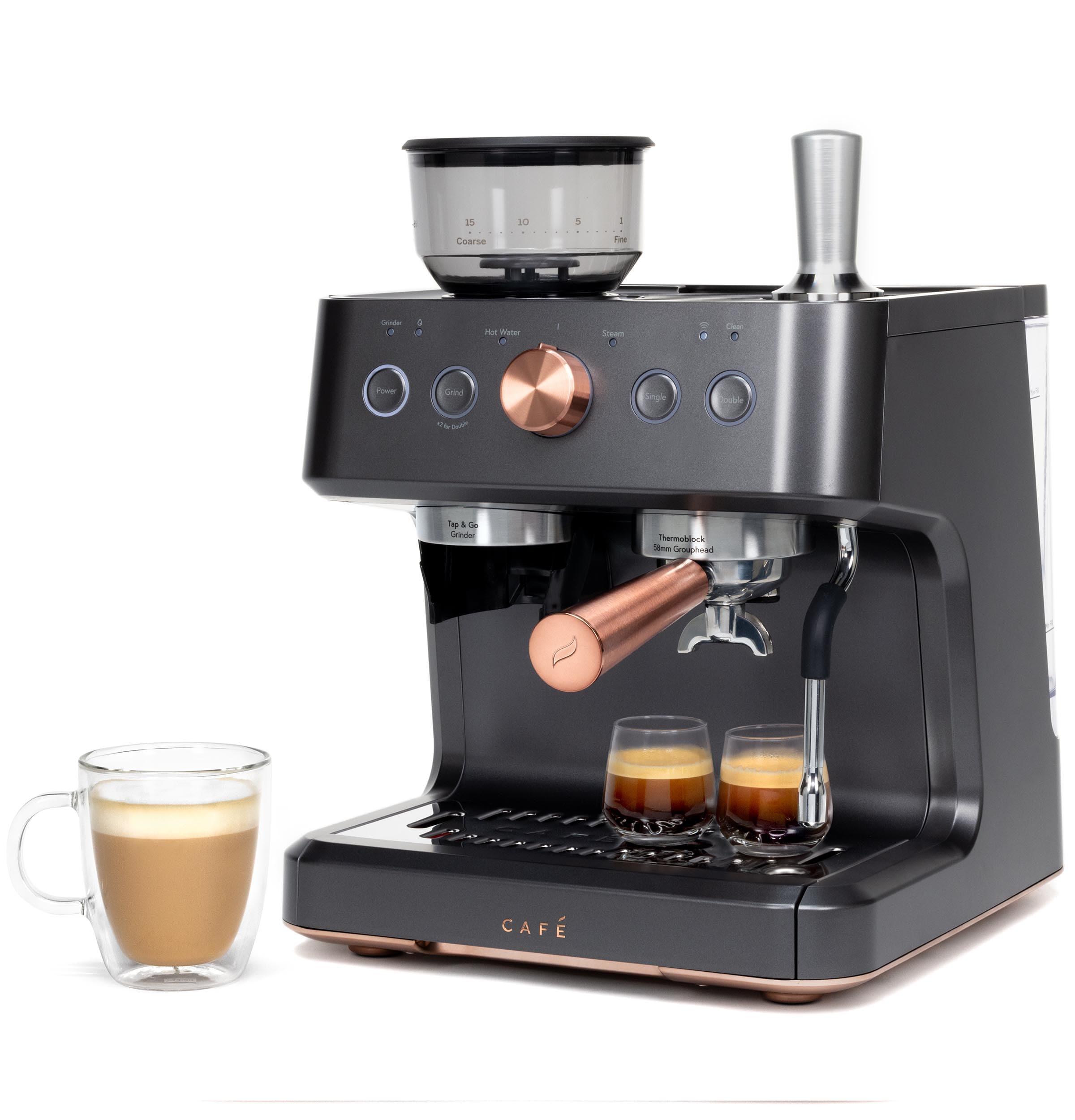 CAFE Bellissimo Semi-Automatic Espresso Machine + Frother Matte Black: GE Appliances, Espresso Maker with Grinder, 2.5L Capacity