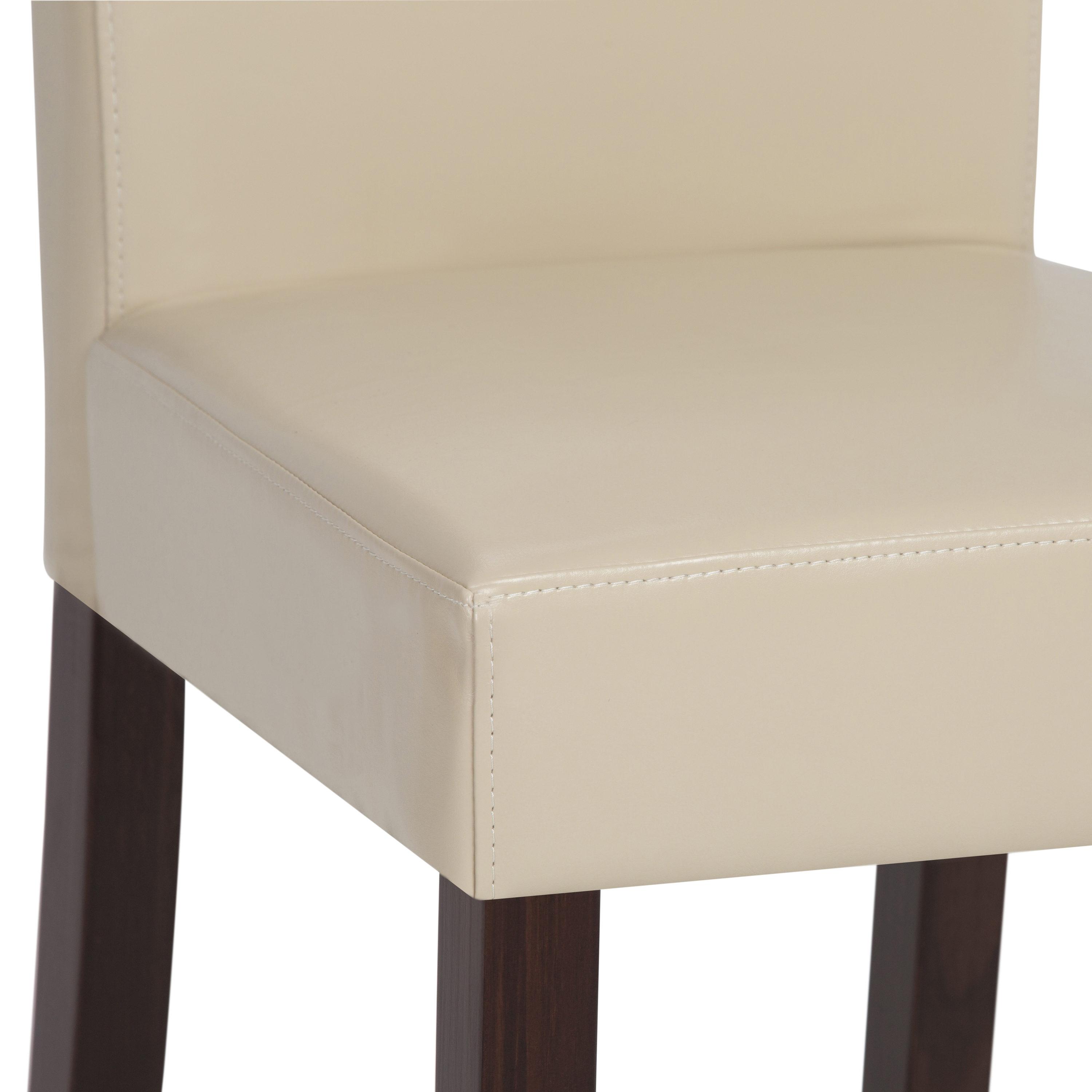 Simpli Home Acadian Transitional Parson Dining Chair (Set of 2) in Satin Cream Faux Leather