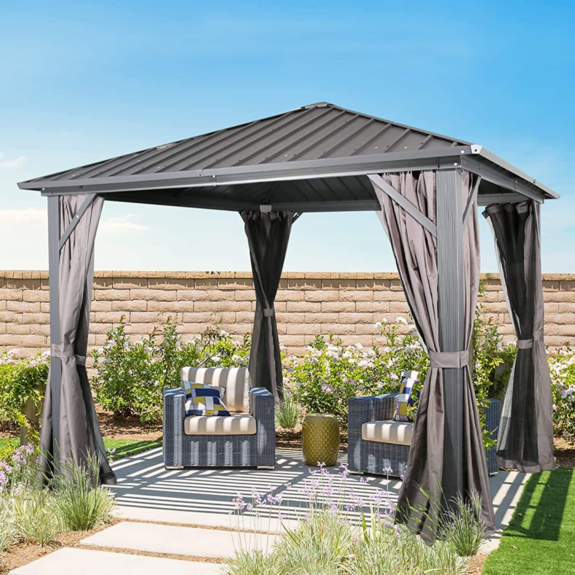Peak Home Furnishings Hardtop 10 Ft. W x 10 Ft. D Aluminum Patio Gazebo