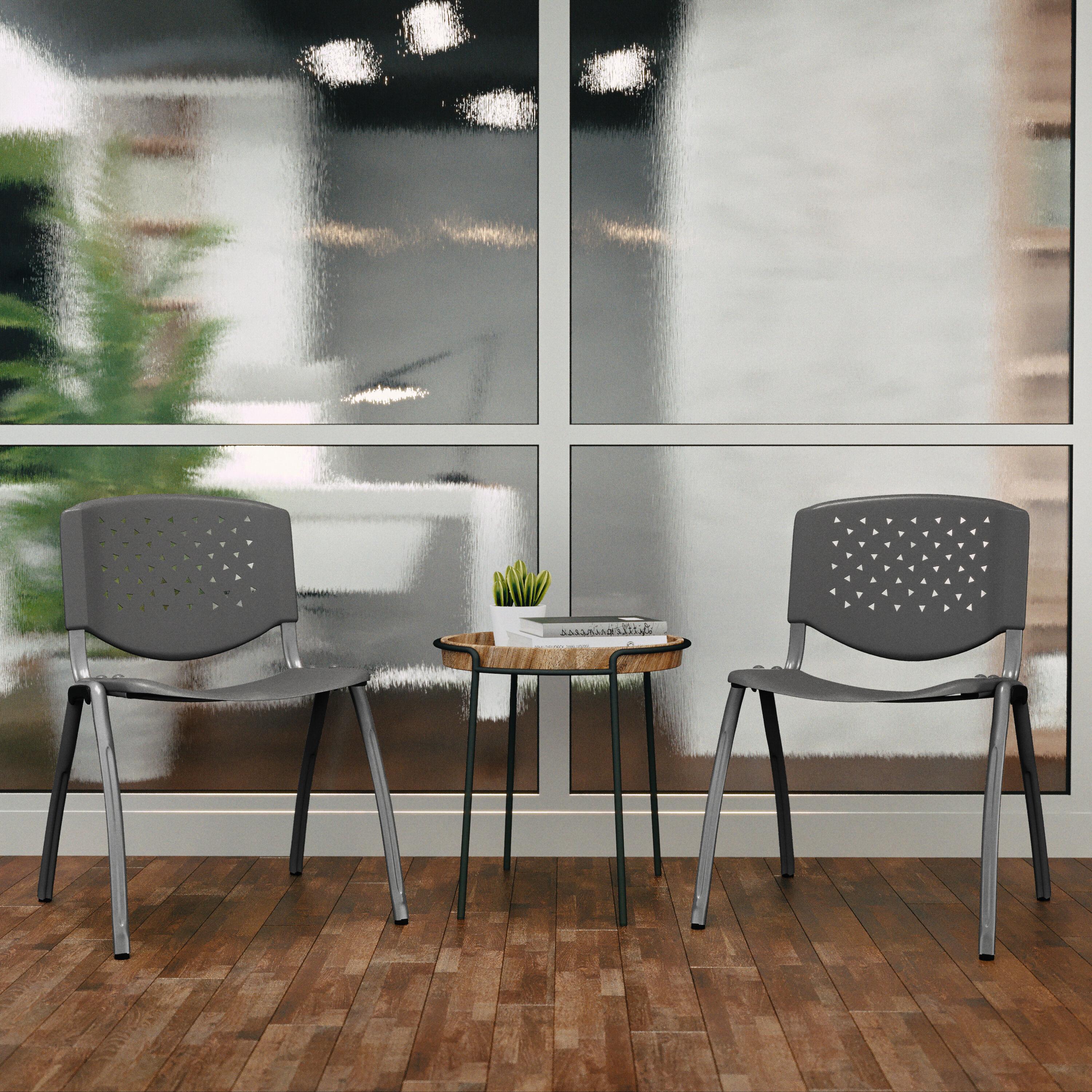 Flash Furniture Memphis 880 lb. Capacity Plastic Stack Chair with Powder Coated Frame