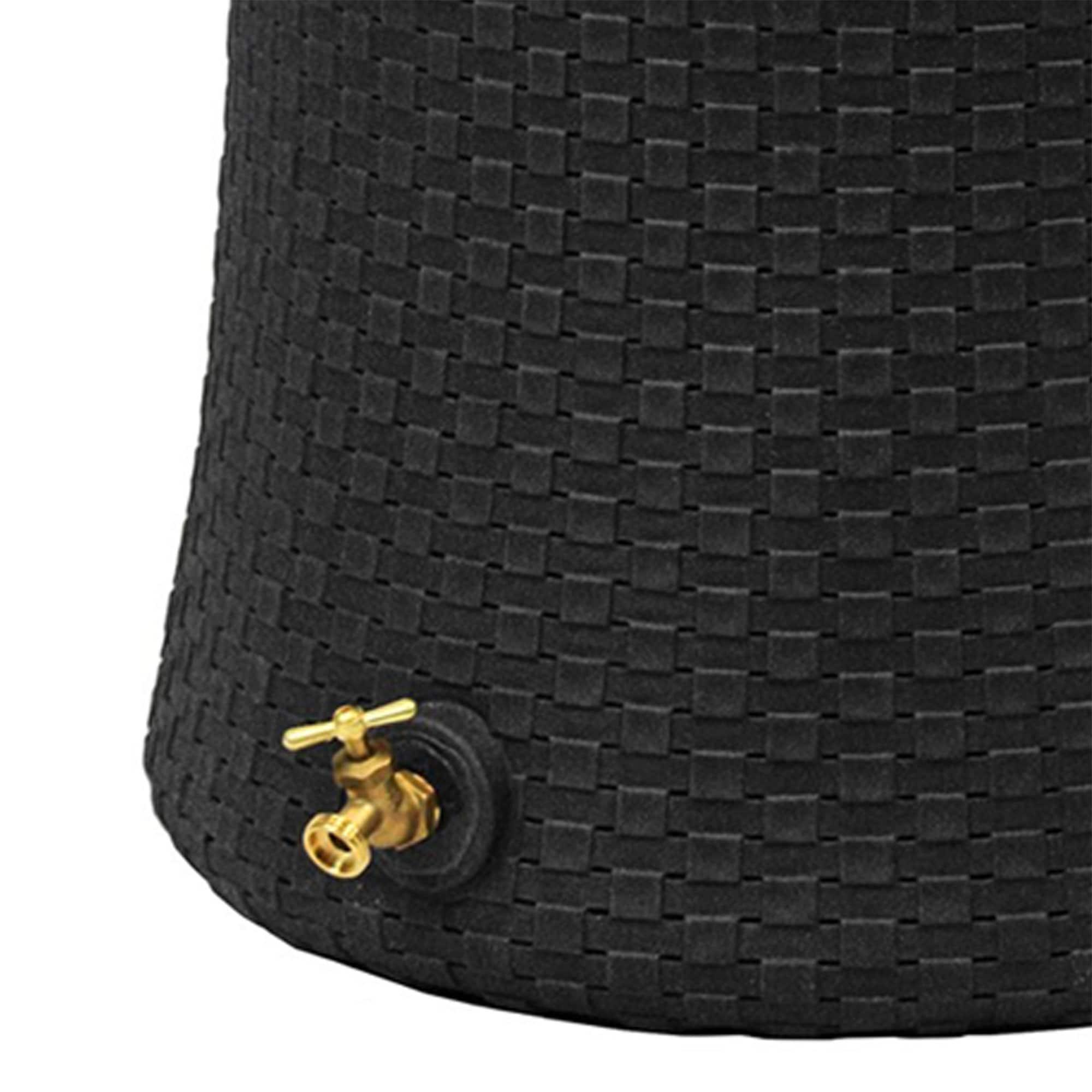 Good Ideas Impressions 50 Gallon Nantucket Outdoor Home Rain Barrel Water Storage Collector with Garden Planter and Brass Spigot, Black (2 Pack)