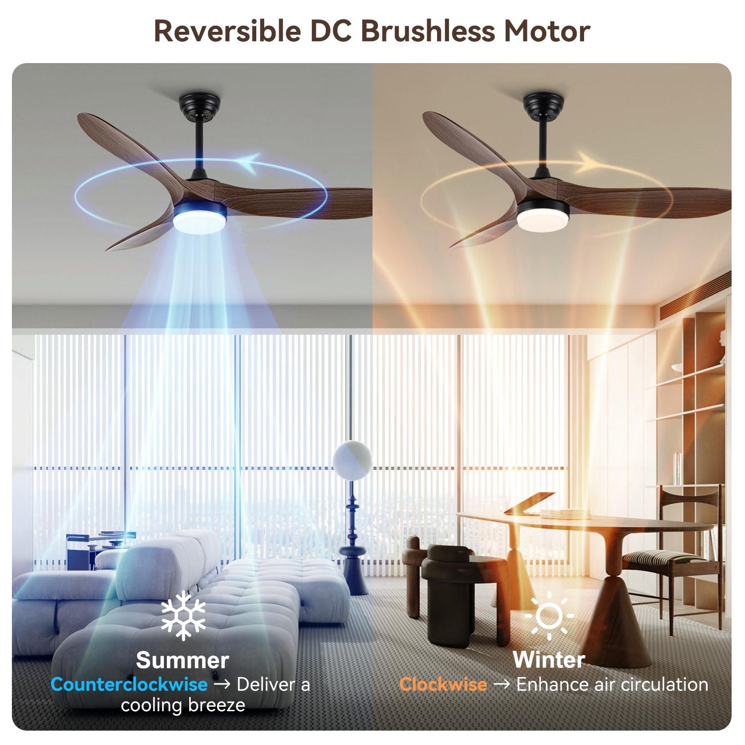 Simple Deluxe 44" Ceiling Fans with Lights and Remote, Outdoor Ceiling Fans for Patios with Light, Easy to Install Ceiling Fan with Reversible Motor and Wooden Blade for All Seasons