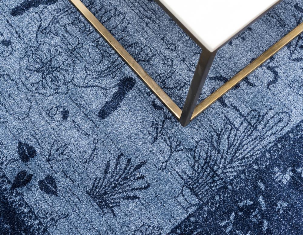 Unique Loom La Jolla Collection Area Rug - Floral (8' x 11' Rectangle Blue/Navy Blue)