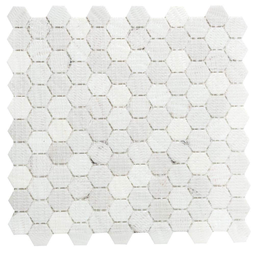 The Tile Life Eterna Hex 12x12 Dove Glass Backsplash Wall Tile - 1 Sheet (0.75 Sq. ft.)